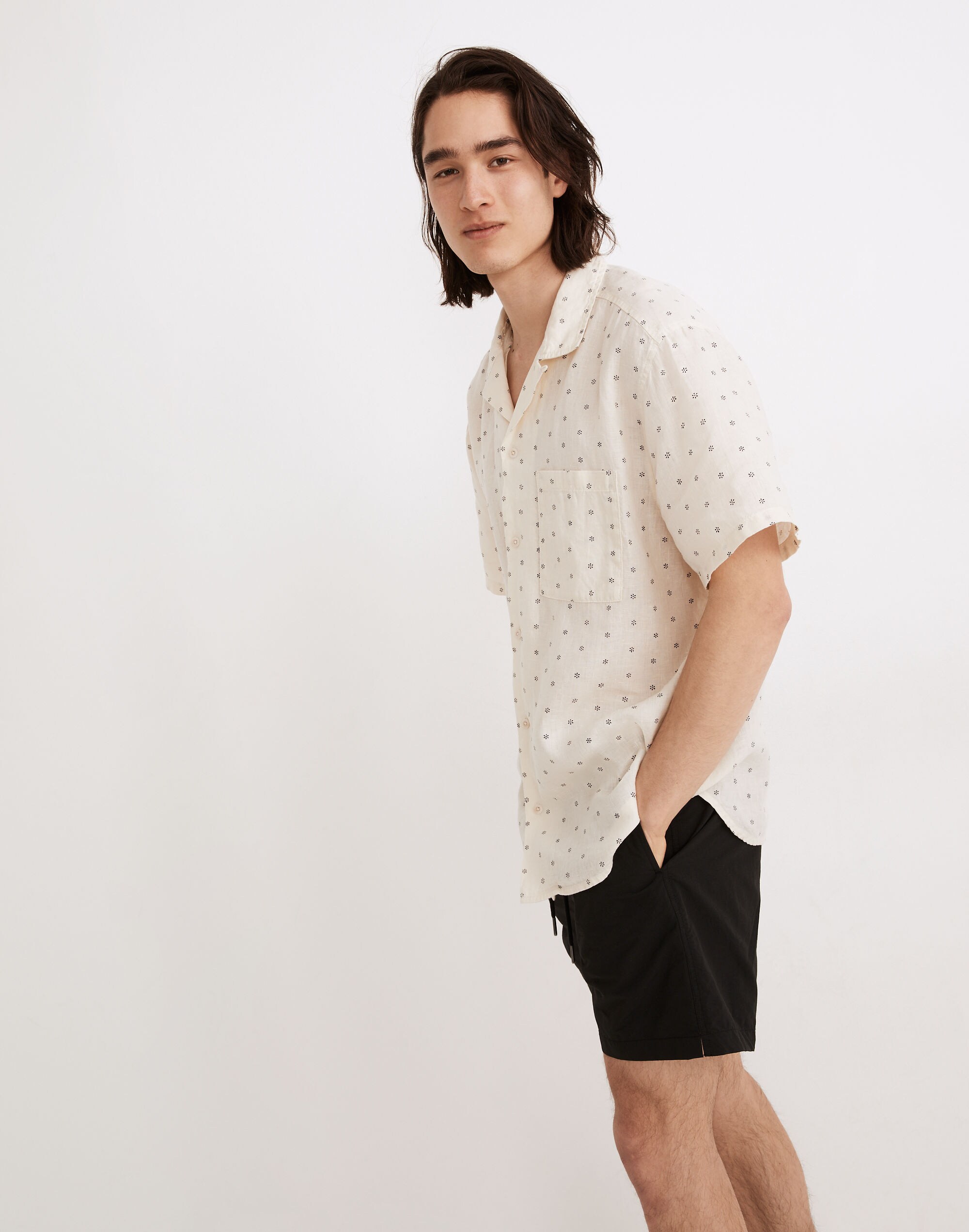 Linen Easy Short-Sleeve Shirt in Print