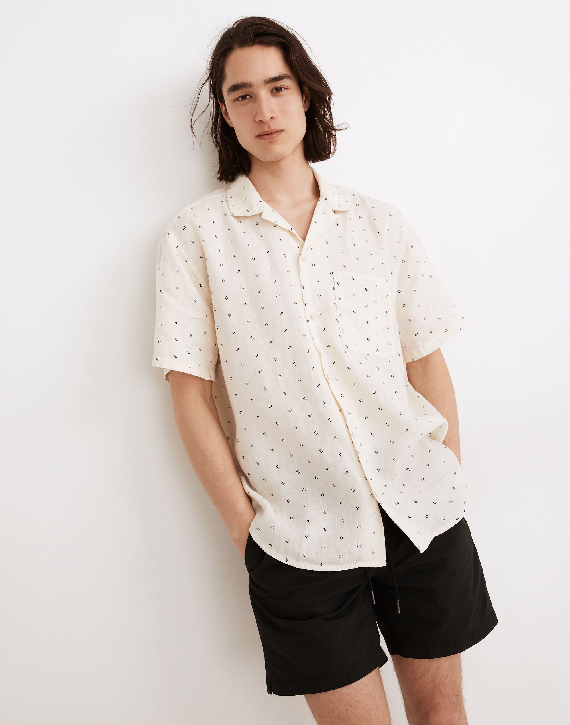 Linen Easy Short-Sleeve Shirt in Print
