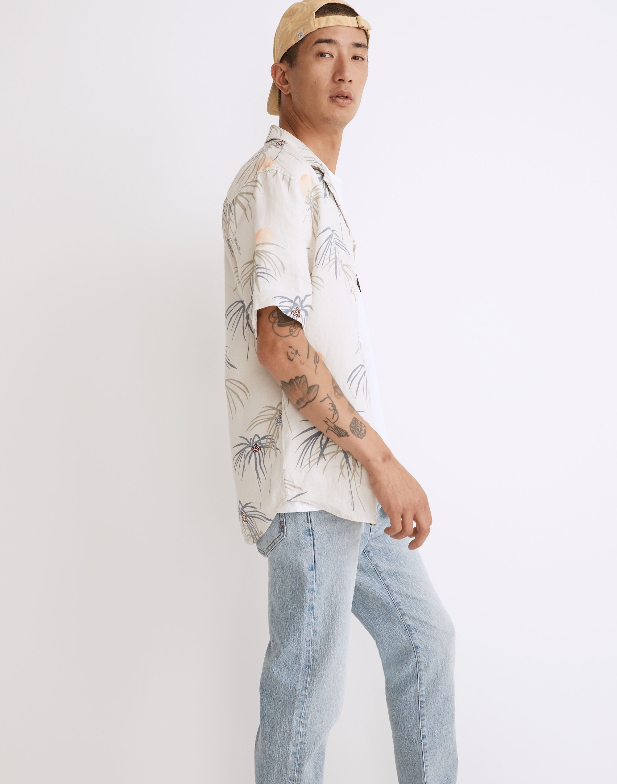 Linen Easy Short-Sleeve Shirt in Print