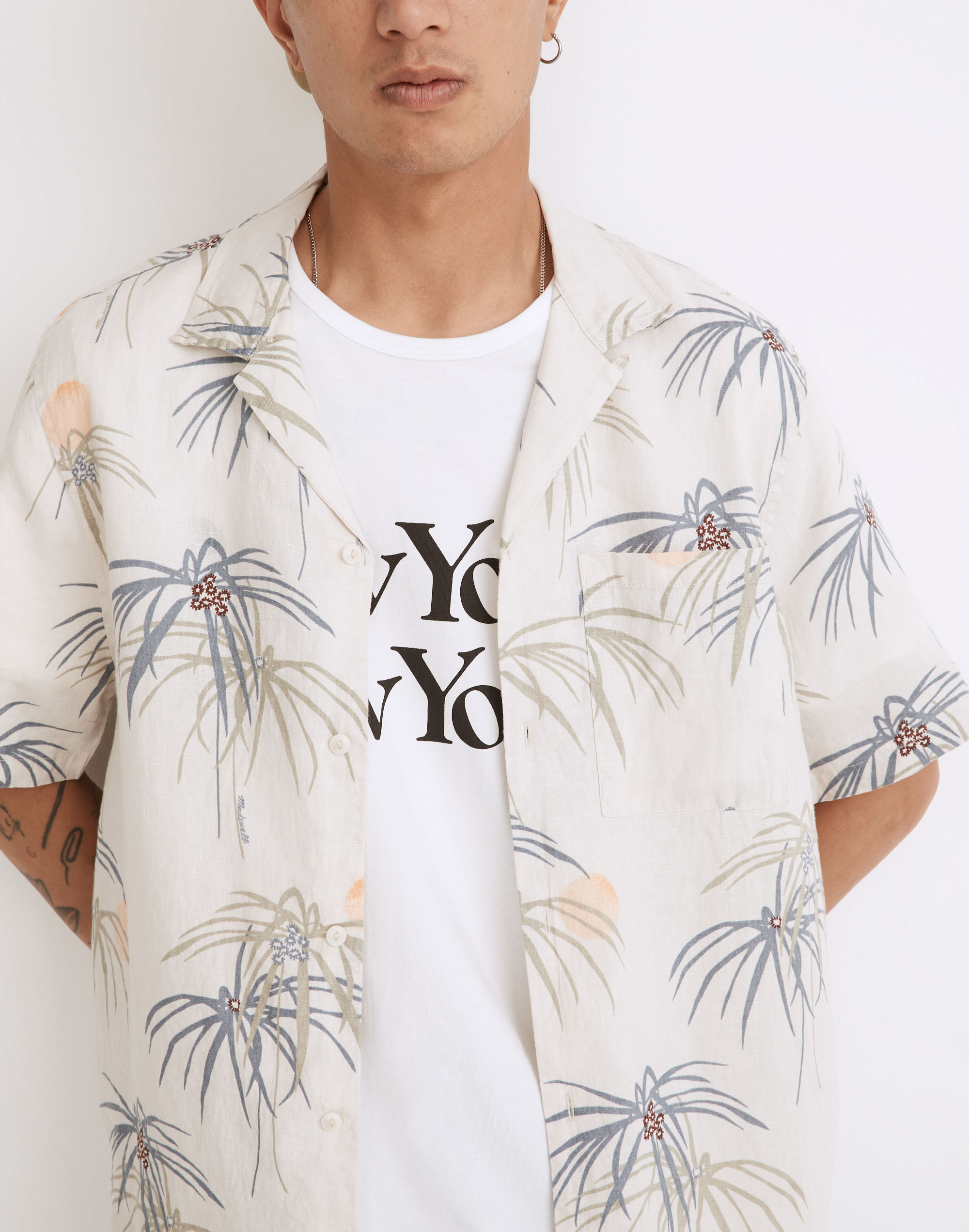 Linen Easy Short-Sleeve Shirt in Print