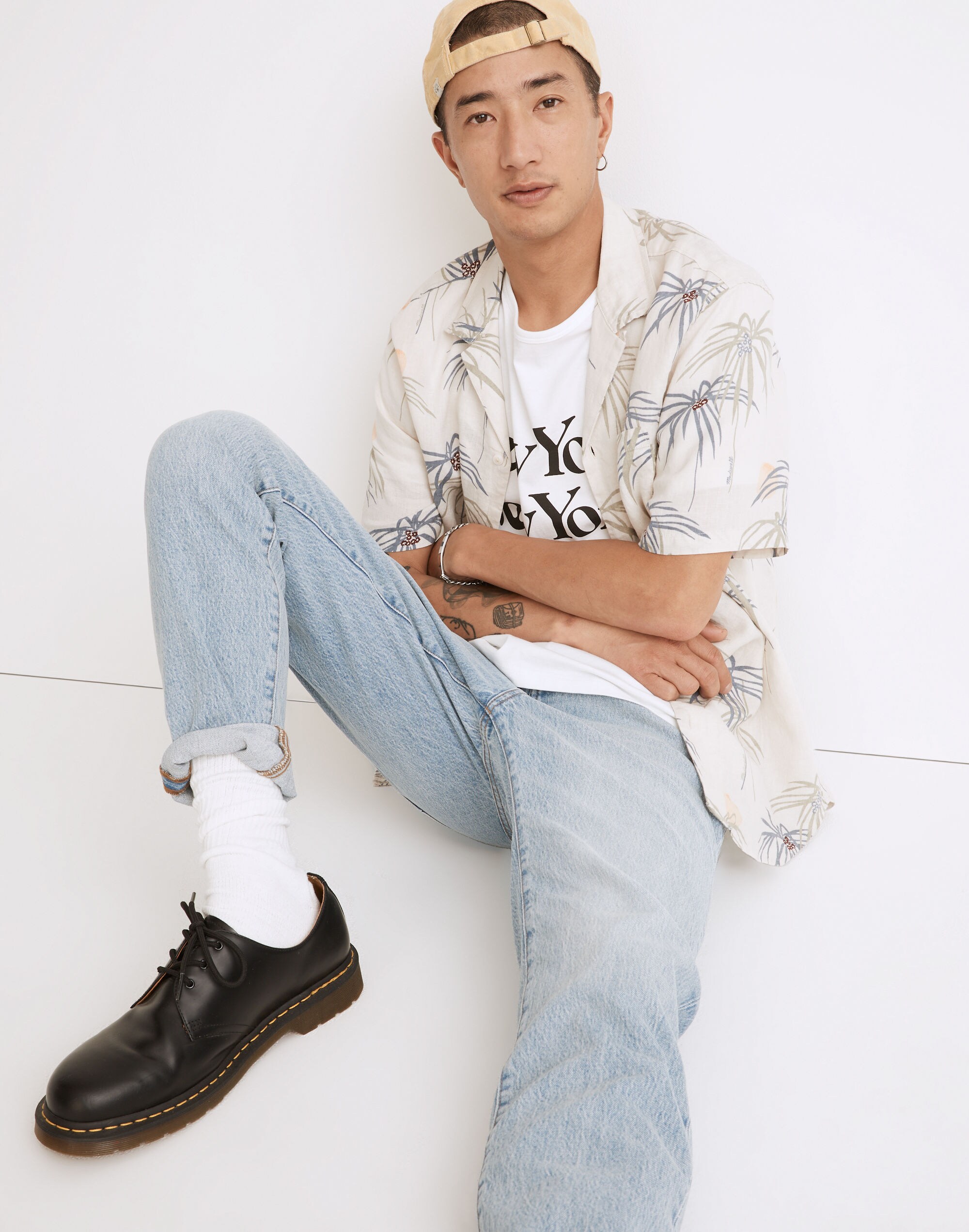 Linen Easy Short-Sleeve Shirt in Print