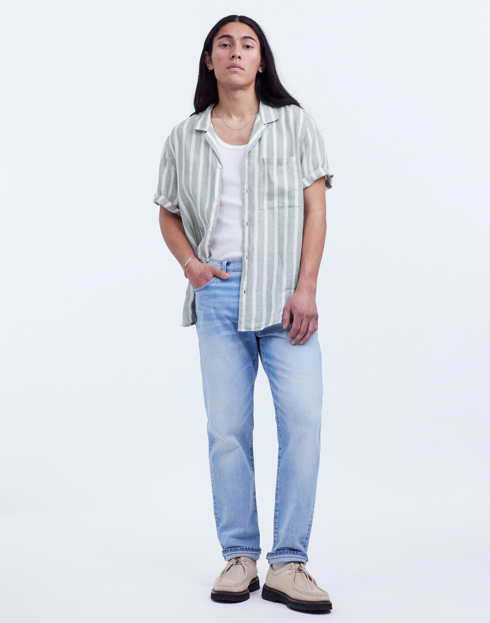 Linen Easy Short-Sleeve Shirt in Print