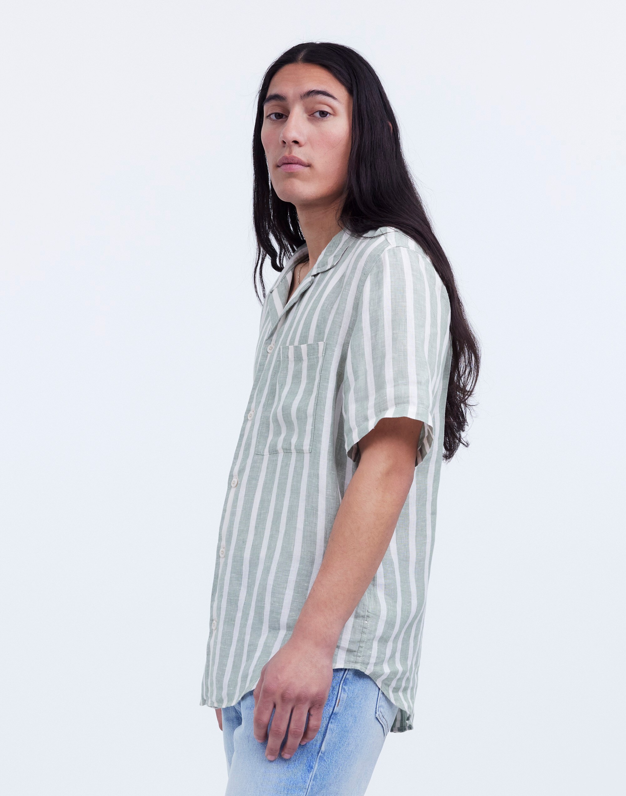 Linen Easy Short-Sleeve Shirt in Print