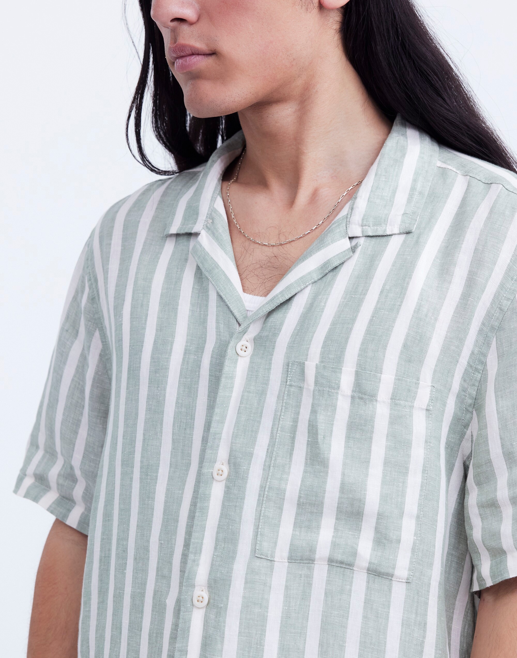 Linen Easy Short-Sleeve Shirt in Print
