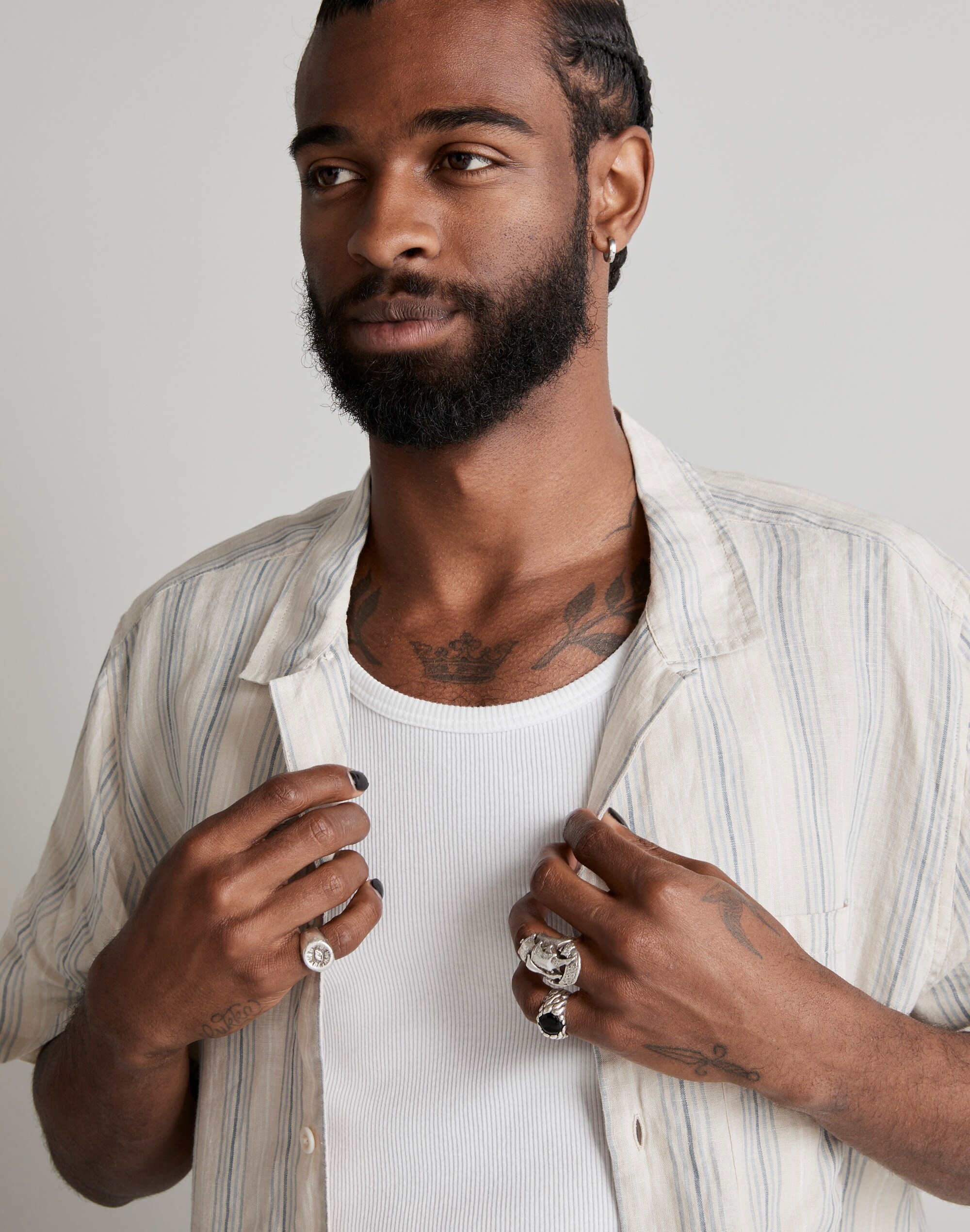 Linen Easy Short-Sleeve Shirt in Print