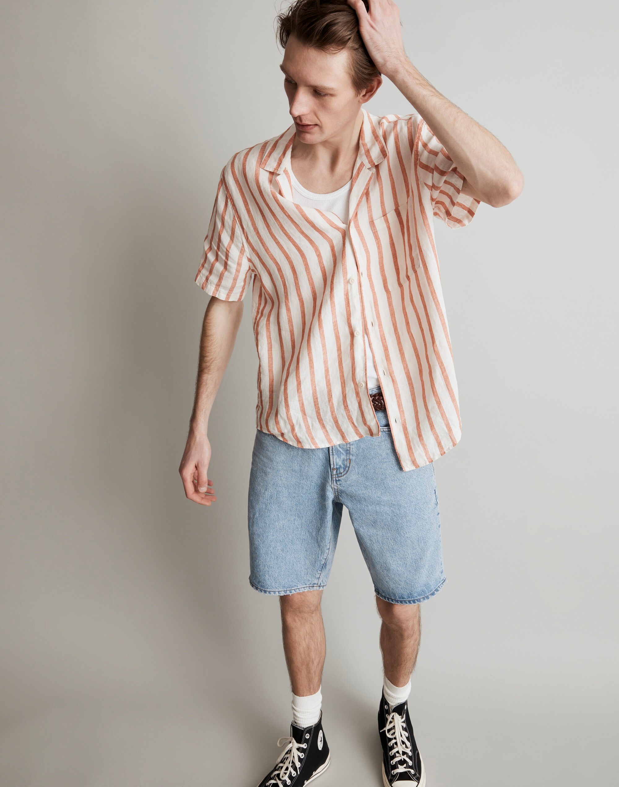 Linen Easy Short-Sleeve Shirt in Print