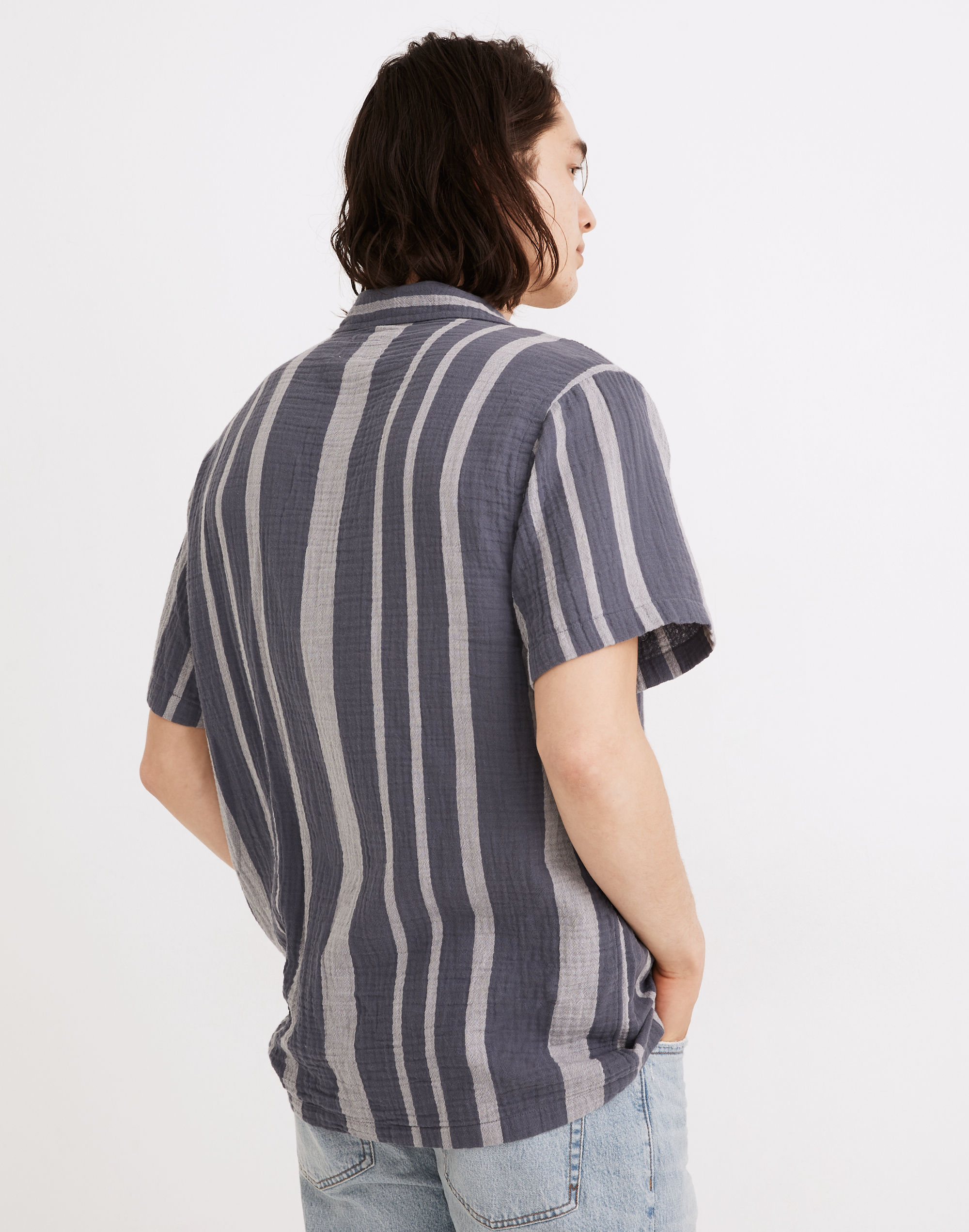 Easy Short-Sleeve Camp Shirt in Emery Stripe