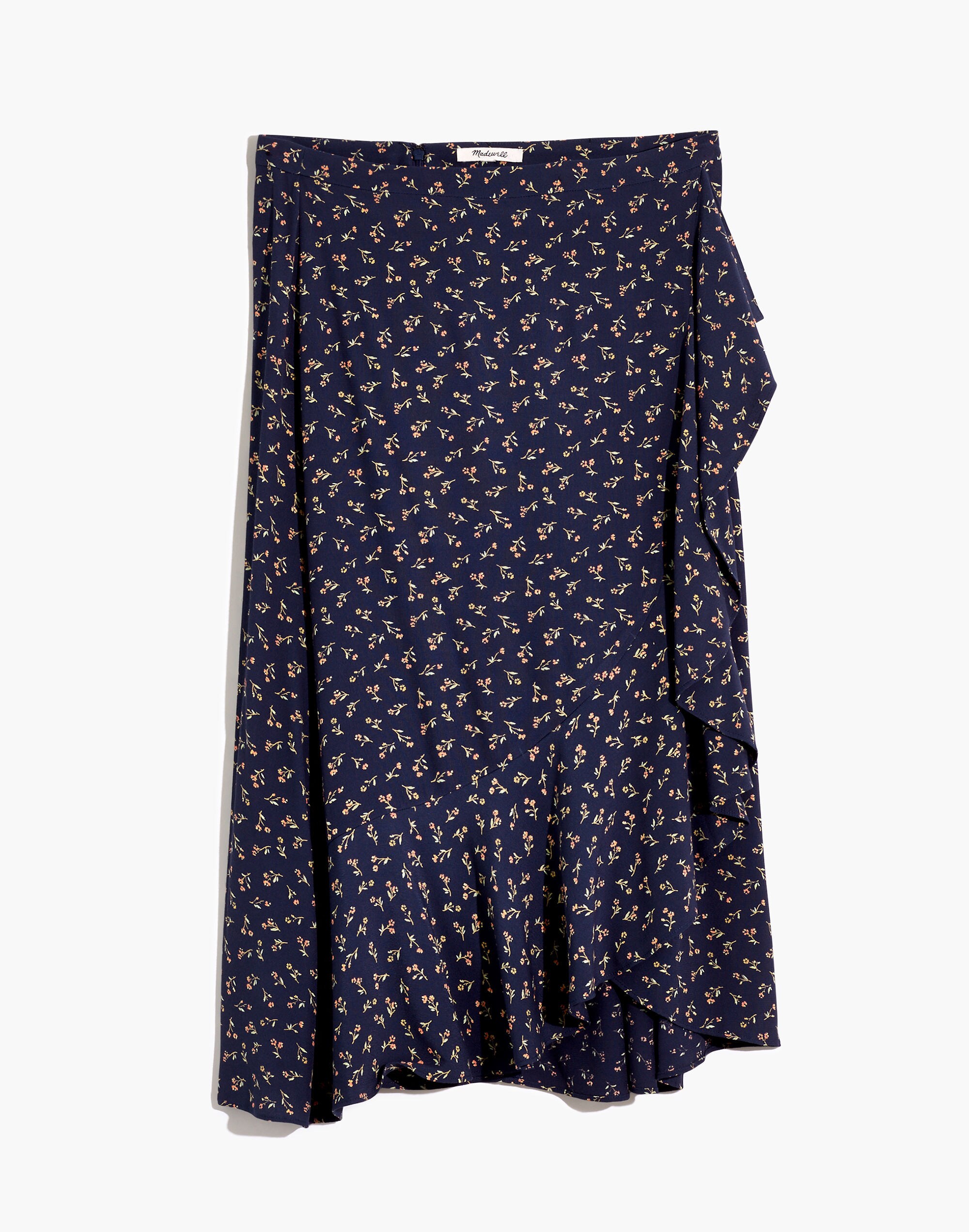 Plus Ruffle-Wrap Midi Skirt in Spring Fling