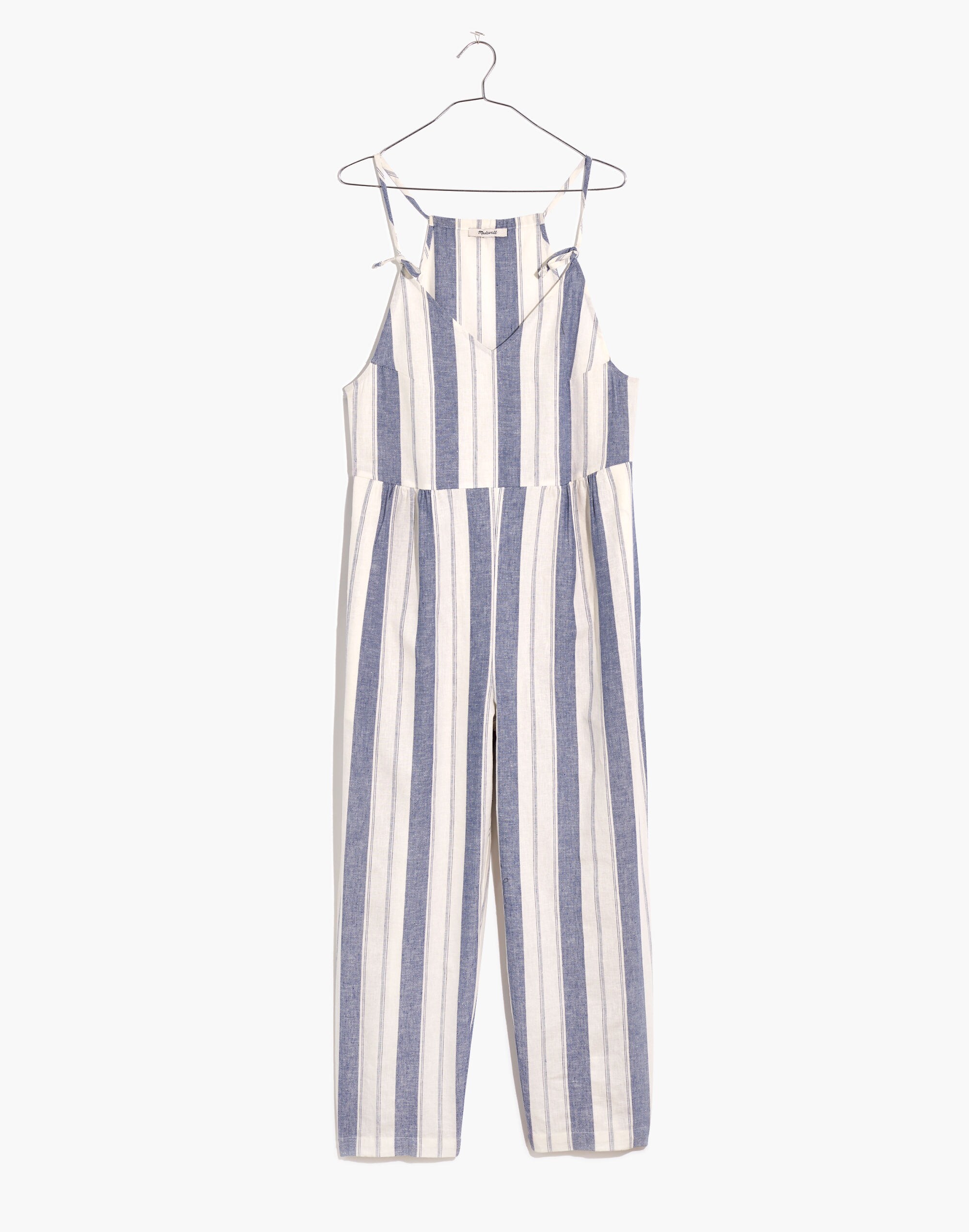 Striped Tie-Strap V-Neck Cover-Up Jumpsuit