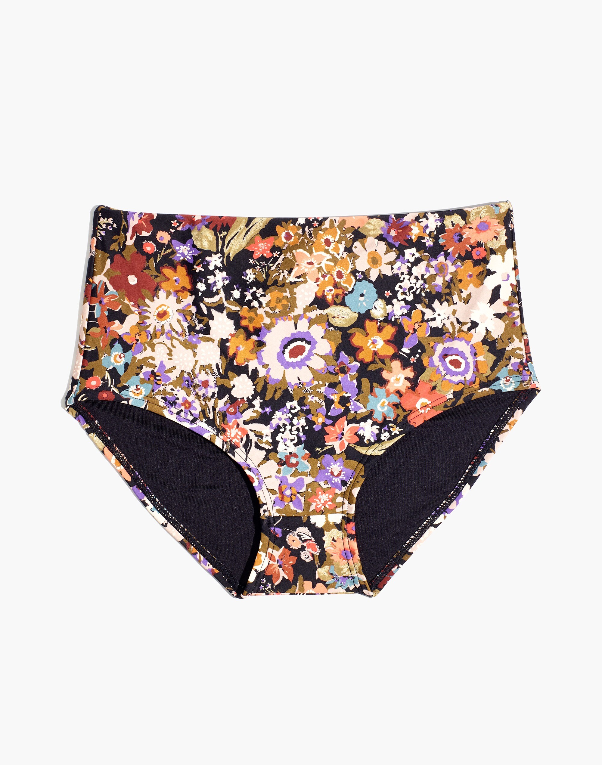 Madewell Second Wave Retro High-Waisted Bikini Bottom in Wildgarden