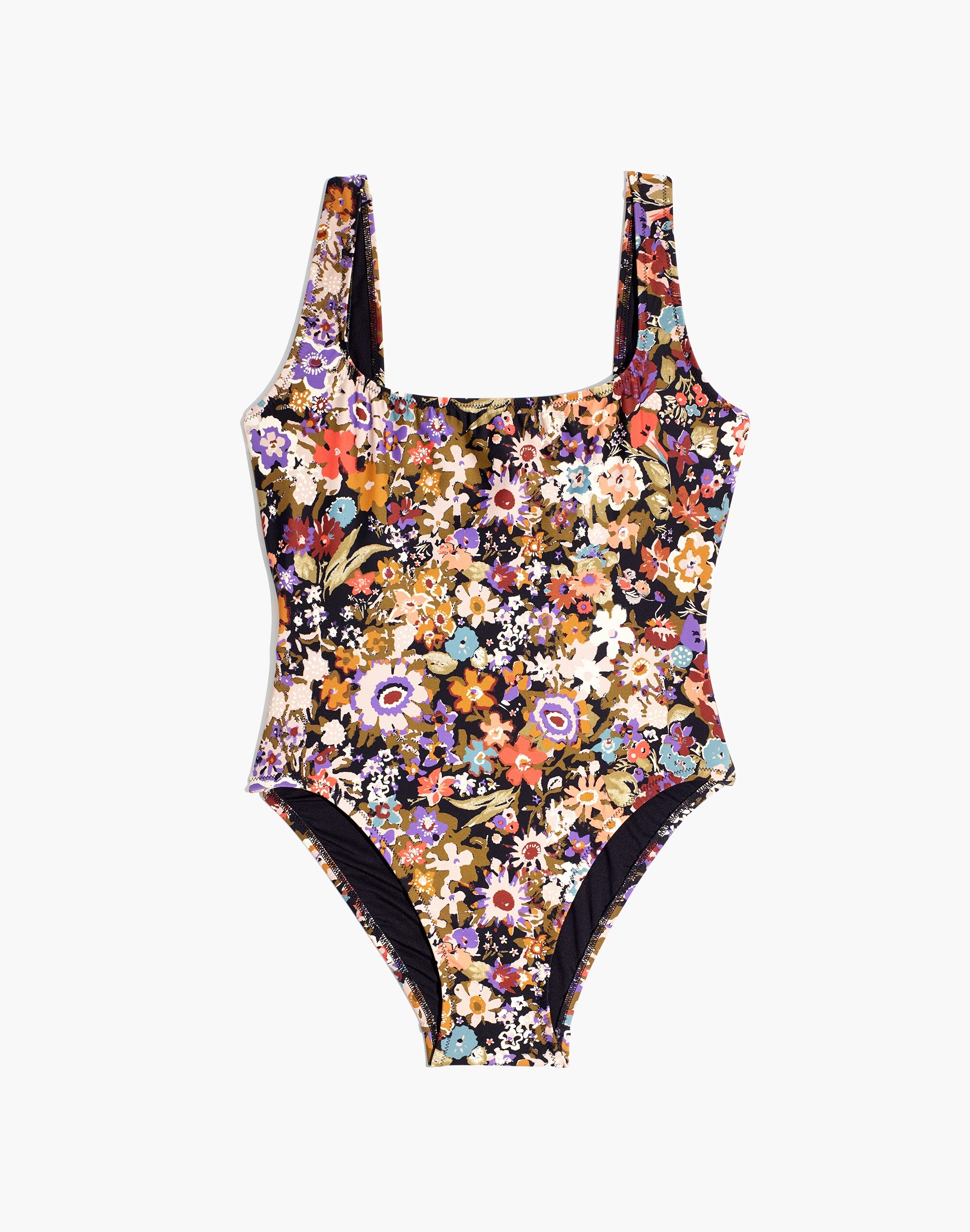 Madewell Second Wave Square-Neck Tank One-Piece Swimsuit in Wildgarden