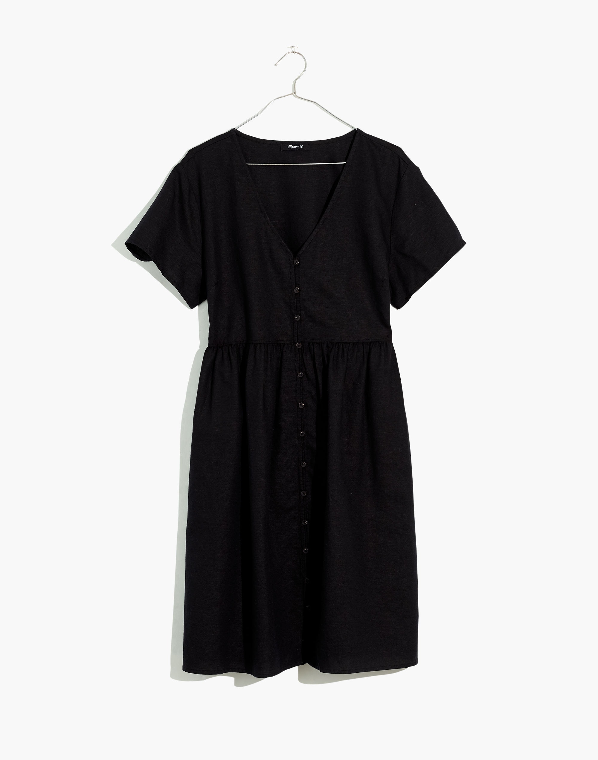 Plus Linen-Blend Alexandra Button-Front Mini Dress