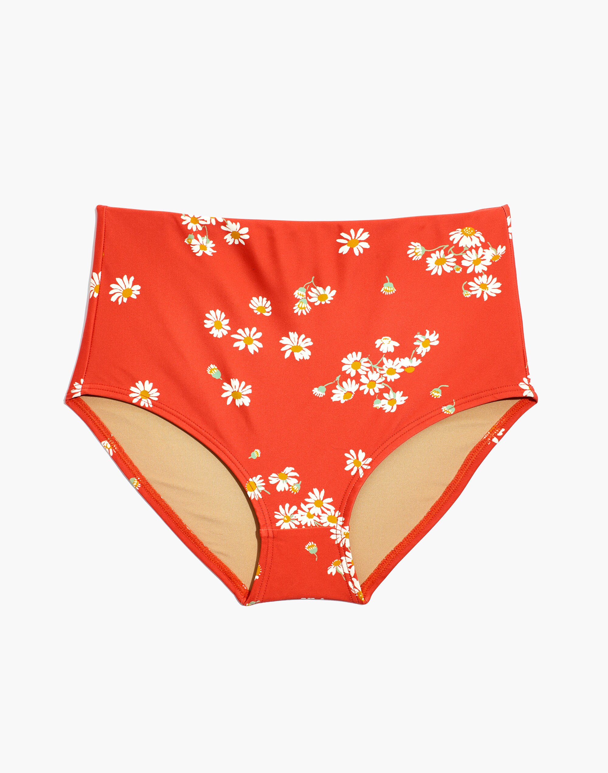 Madewell Second Wave Retro High-Waisted Bikini Bottom in Lazy Daisies