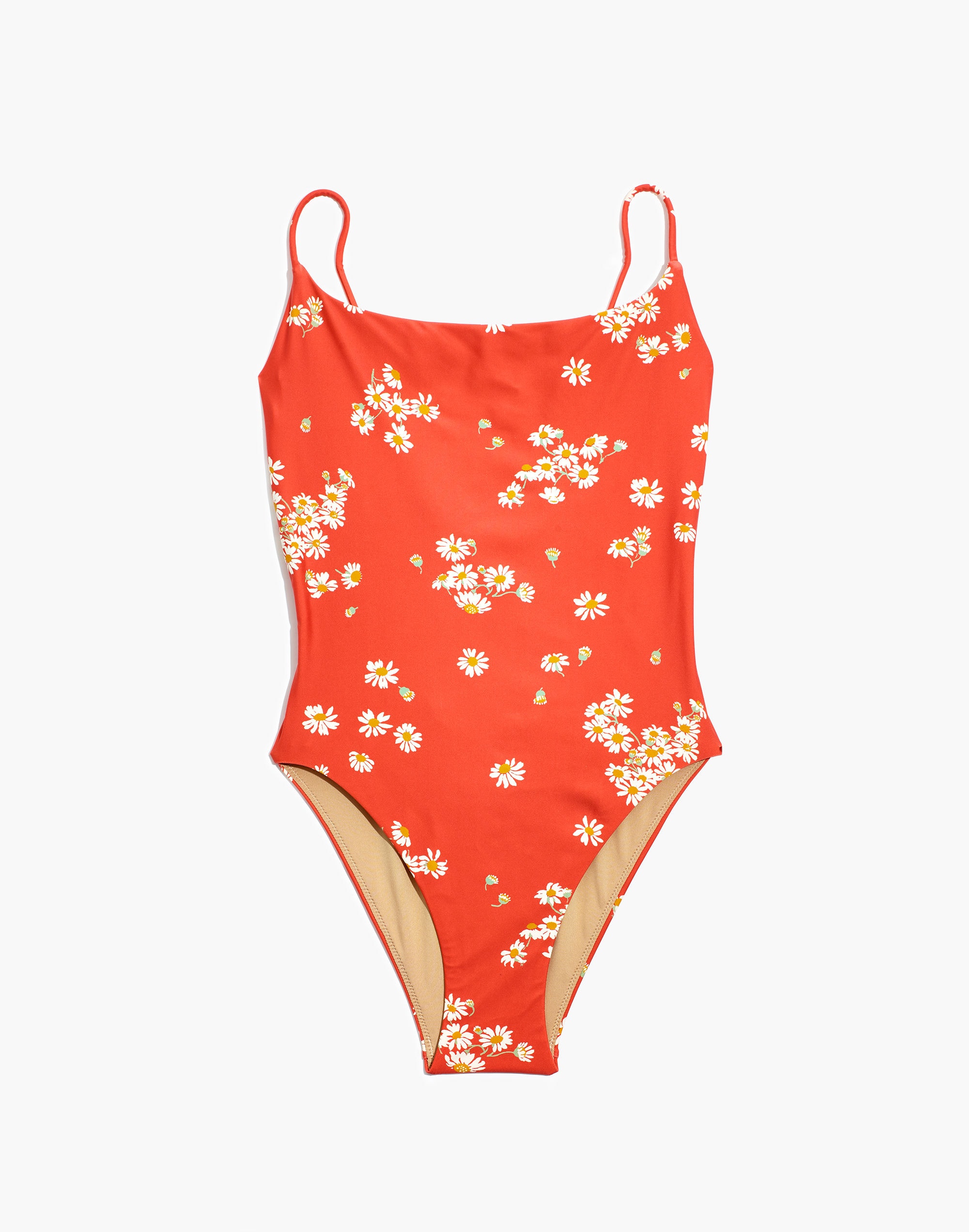 Madewell Second Wave Spaghetti-Strap One-Piece Swimsuit in Lazy Daisies