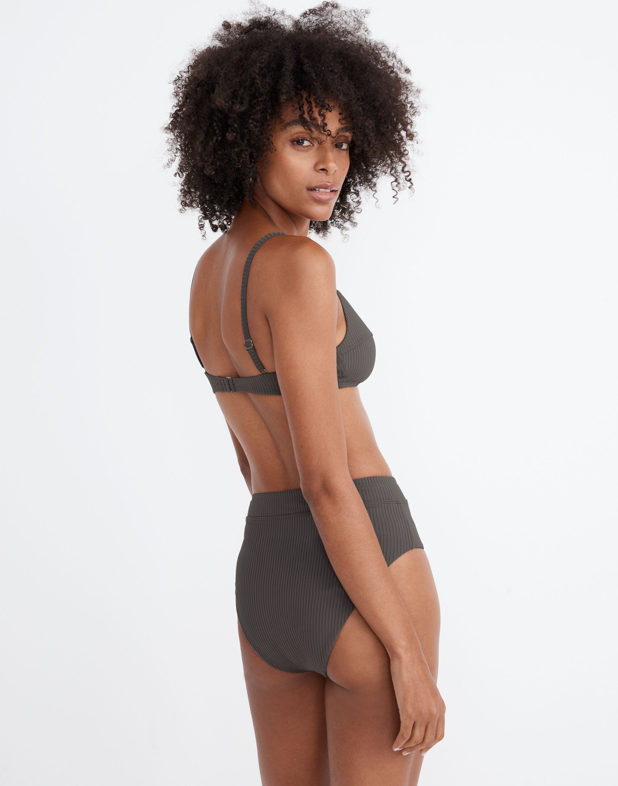 Madewell Second Wave Ribbed High-Cut Bikini Bottom