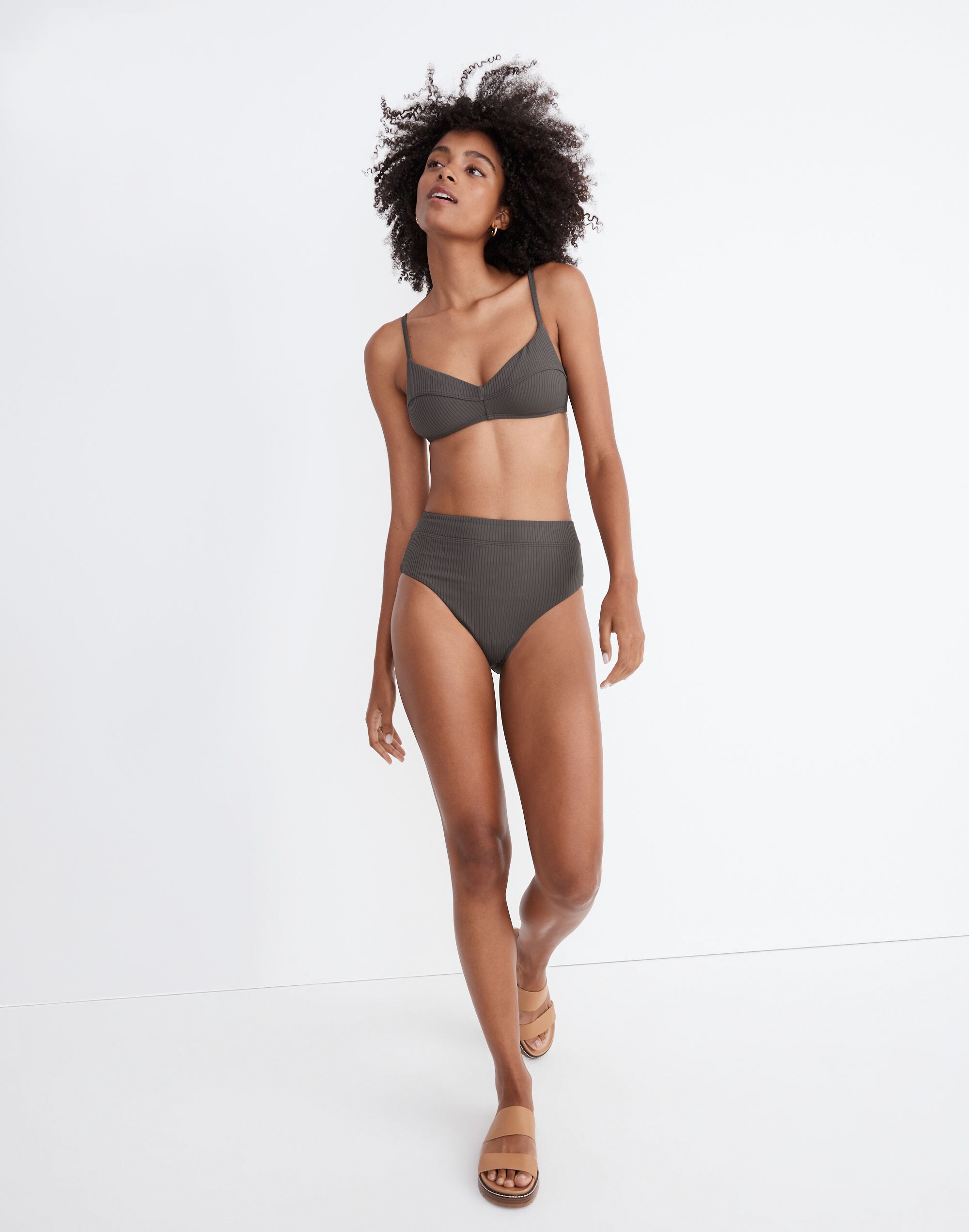 Madewell Second Wave Ribbed High-Cut Bikini Bottom