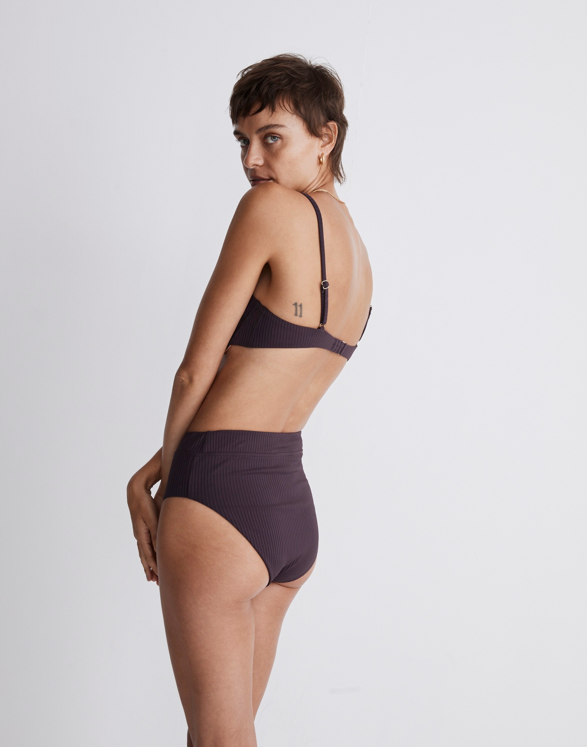 Madewell Second Wave Ribbed High-Cut Bikini Bottom