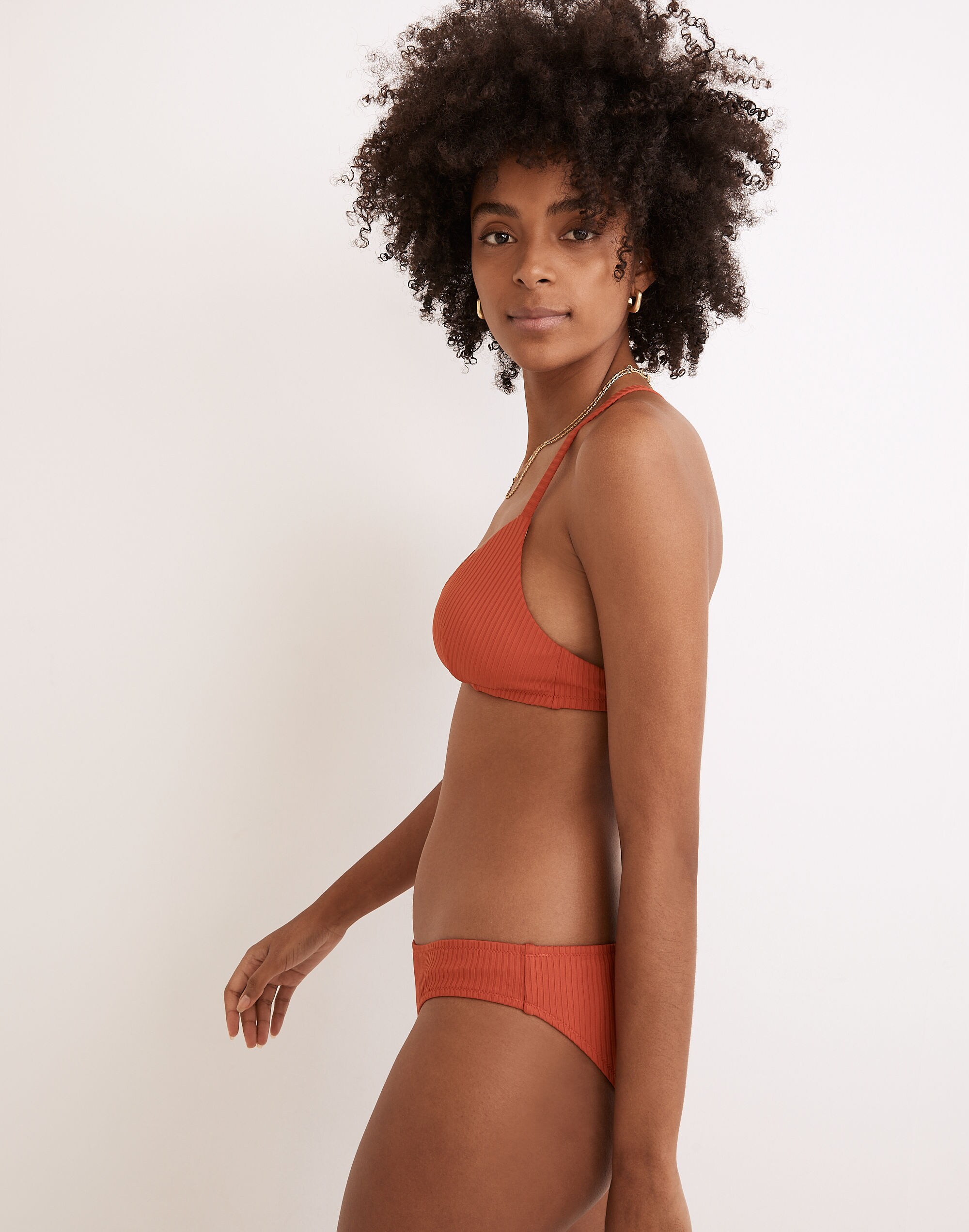 Madewell Second Wave Ribbed Tie-Back Bikini Top in null image 2