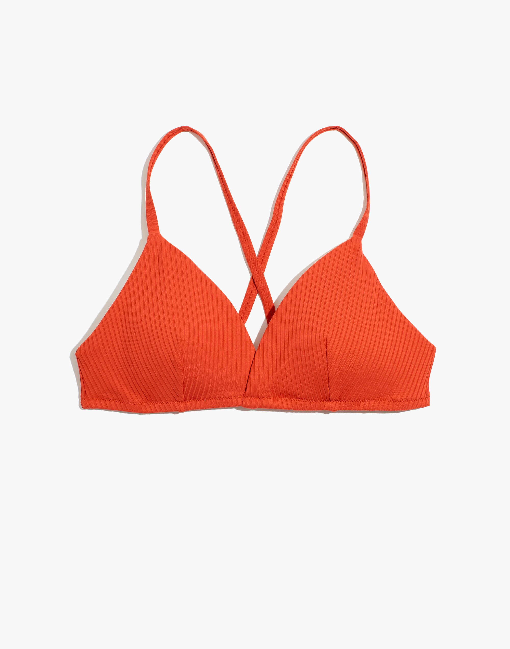 Madewell Second Wave Ribbed Tie-Back Bikini Top in null image 4