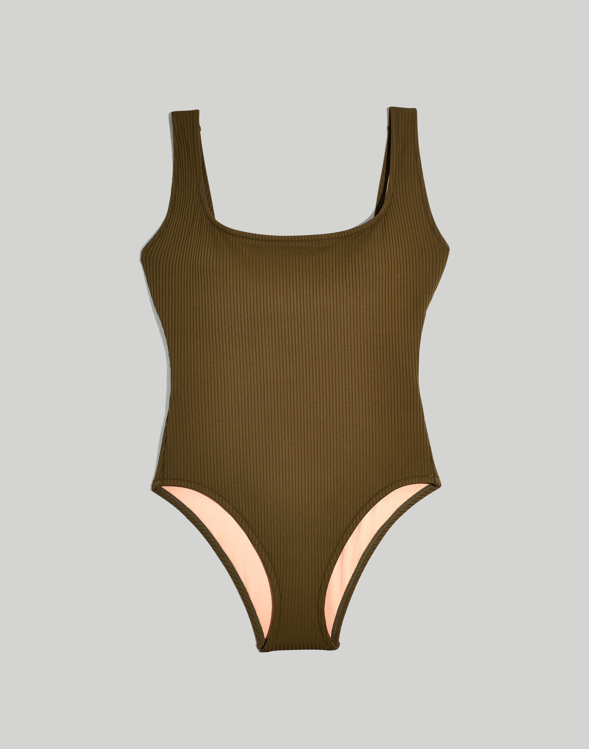 madewell second wave long torso ribbed square-neck tank one-piece swimsuit
