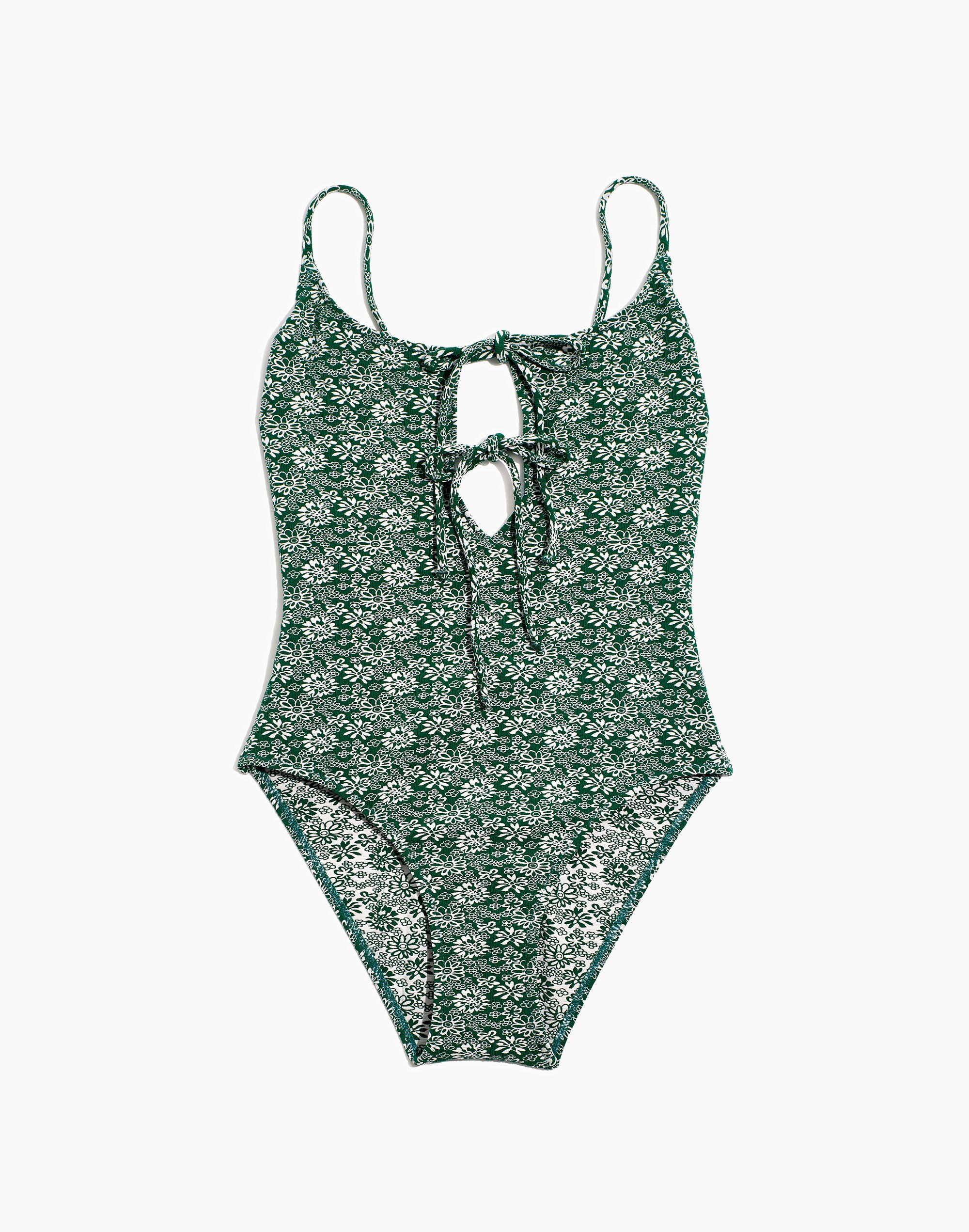 Madewell Jacquard Tie-Front One-Piece Swimsuit