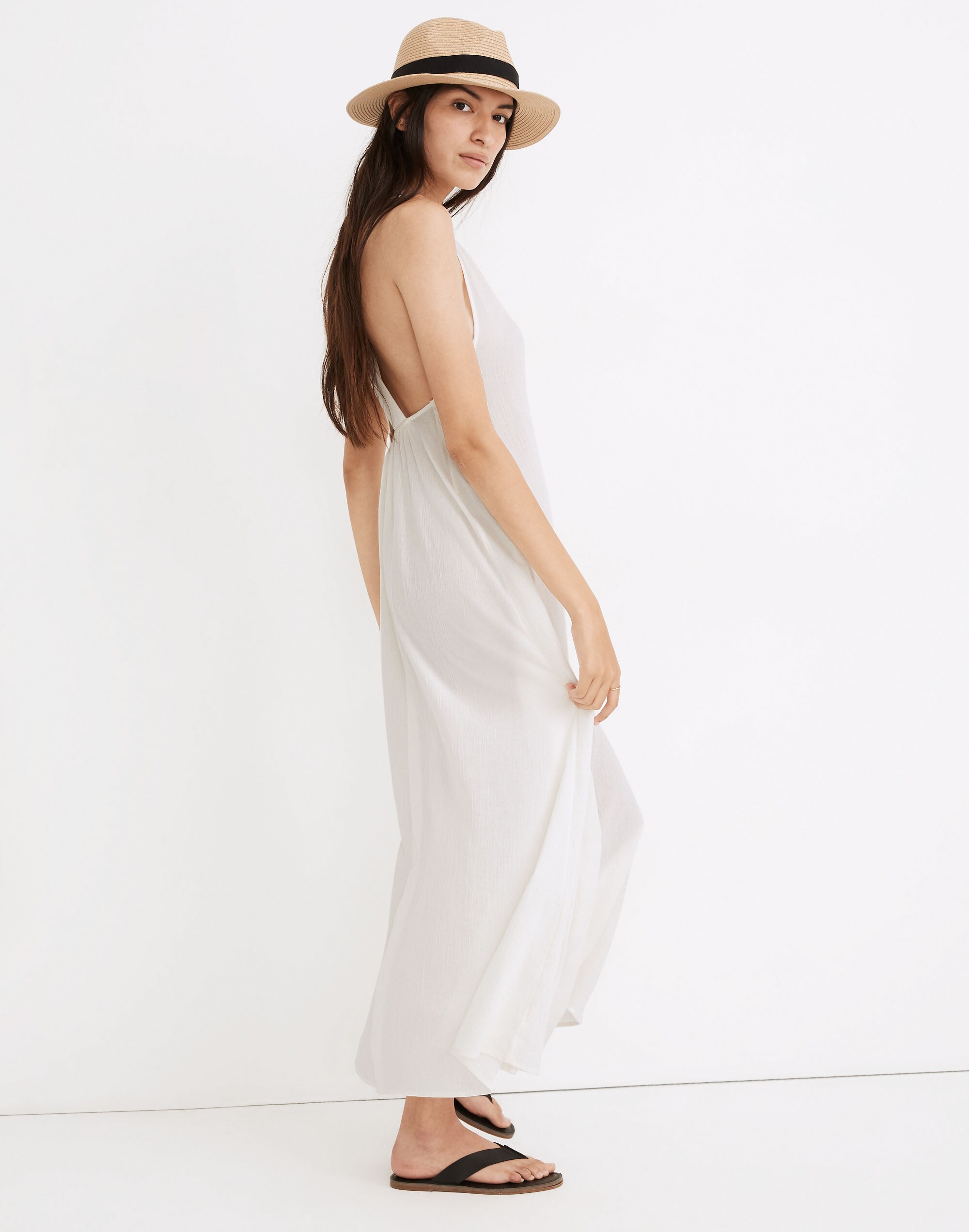 Voile Cross-Back Cover-Up Maxi Dress