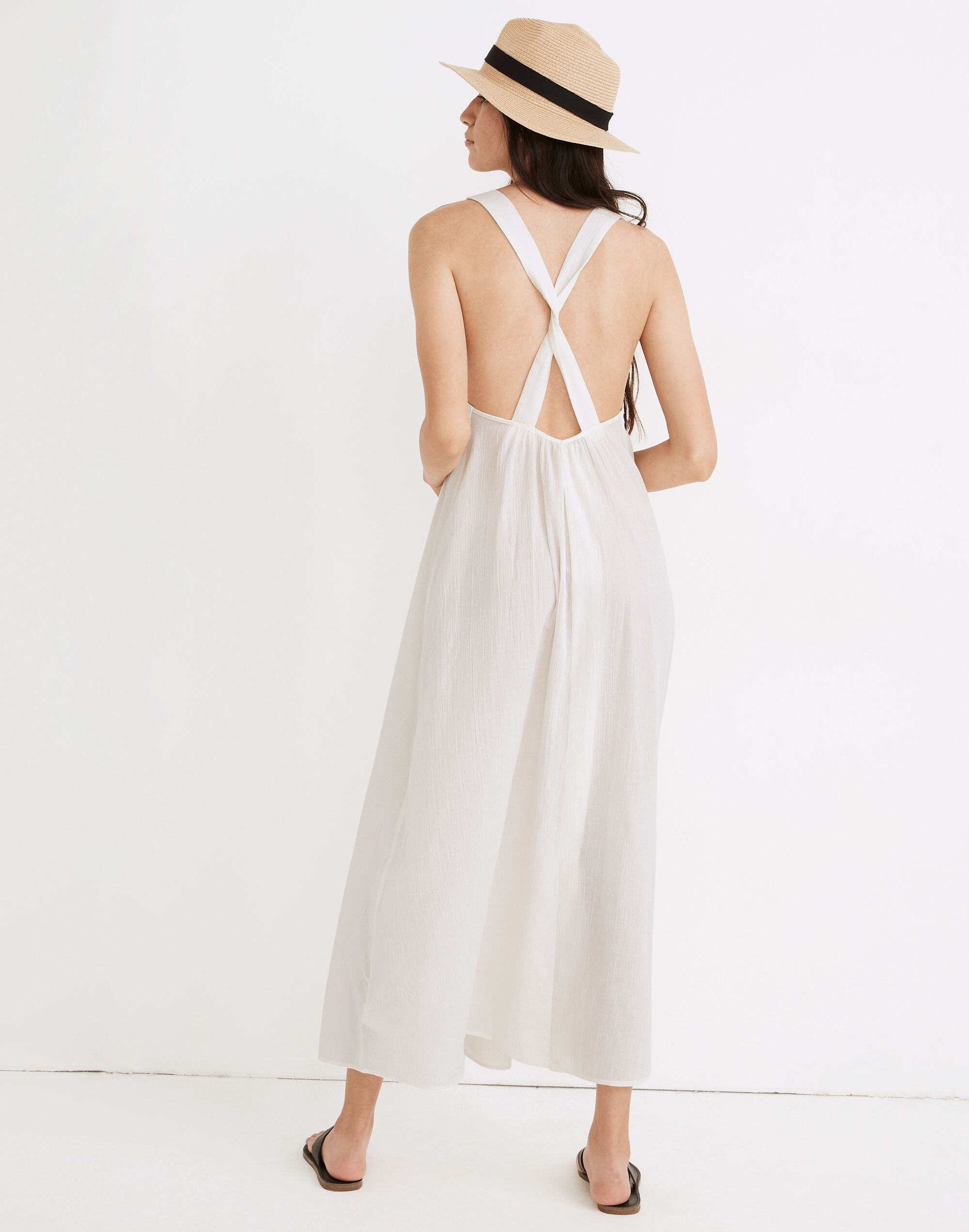 Voile Cross-Back Cover-Up Maxi Dress