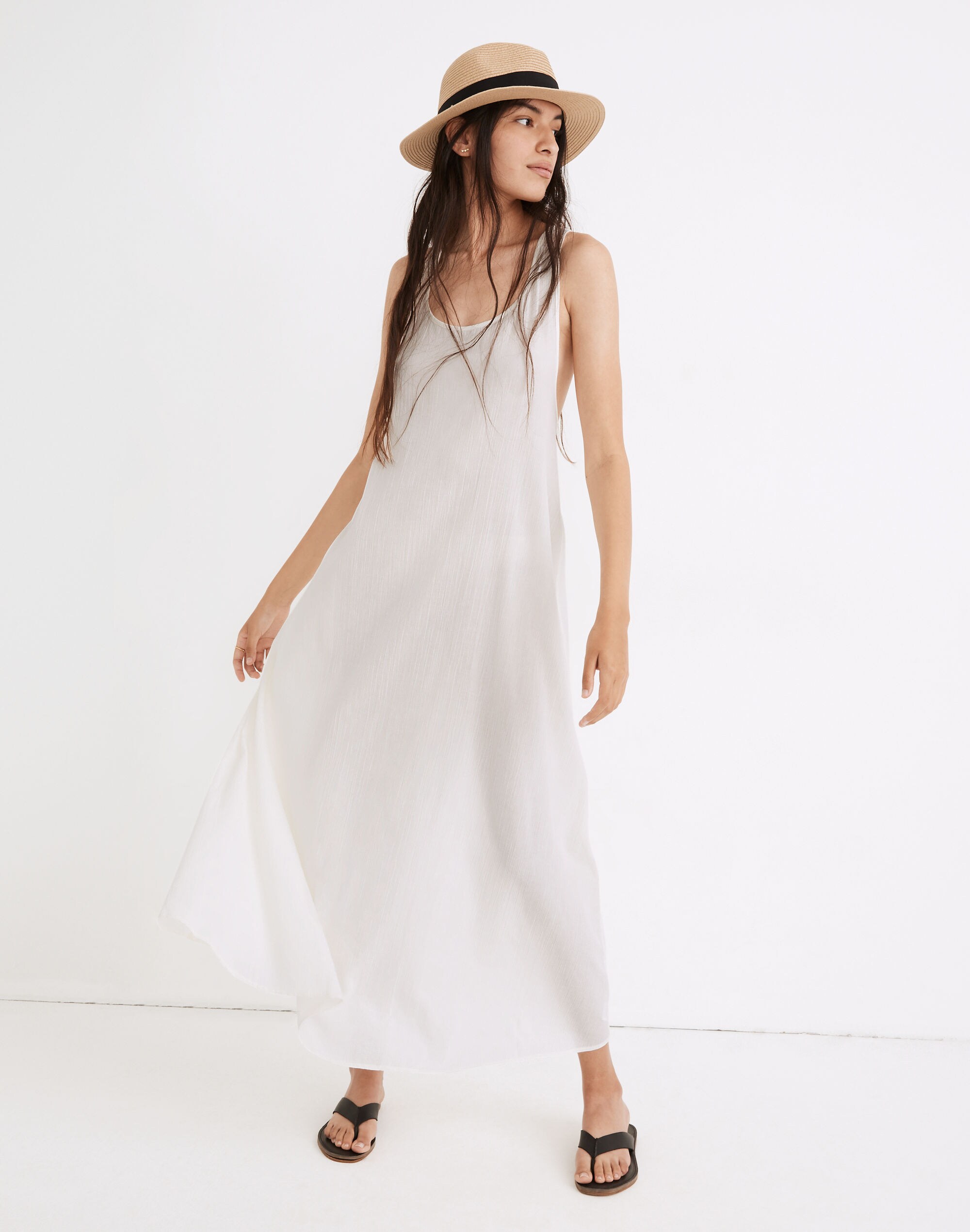 Voile Cross-Back Cover-Up Maxi Dress