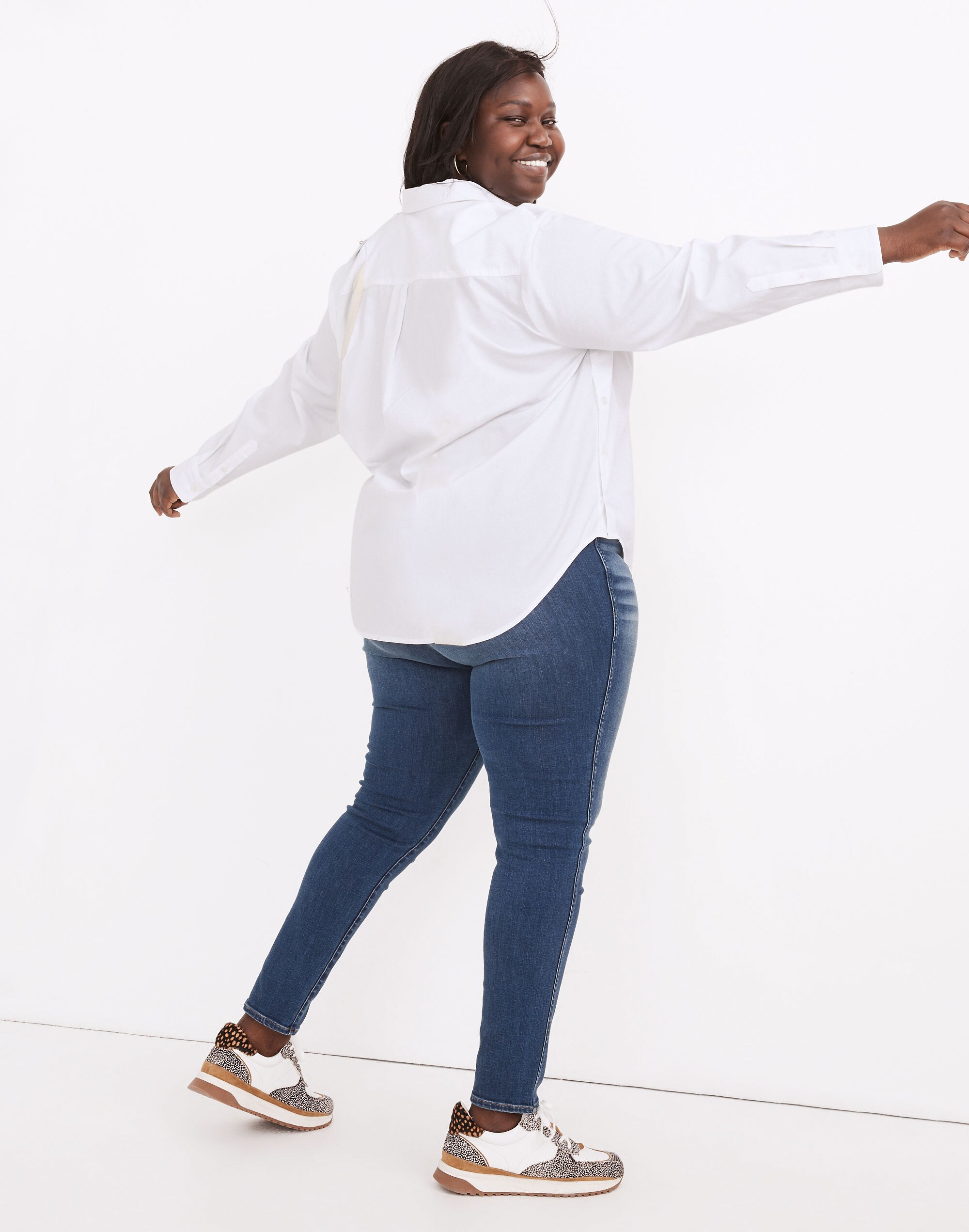 Plus Side-Button Oversized Ex-Boyfriend Shirt