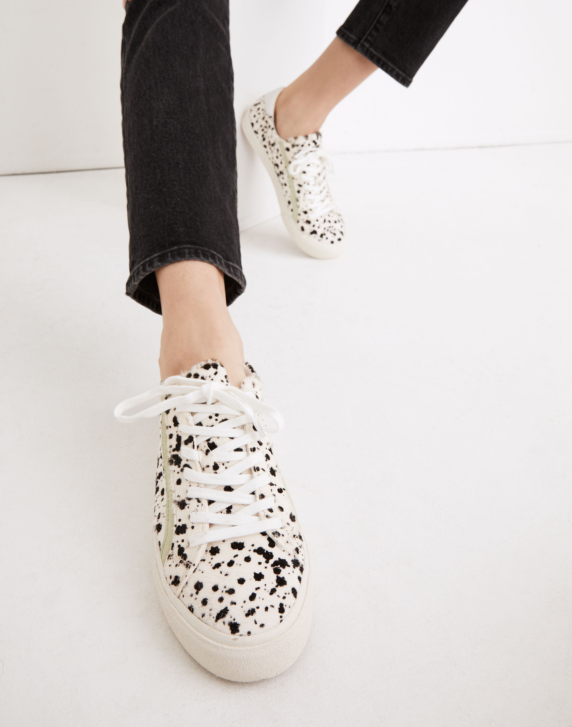 Sidewalk Low-Top Sneakers in Spatter-Painted Calf Hair