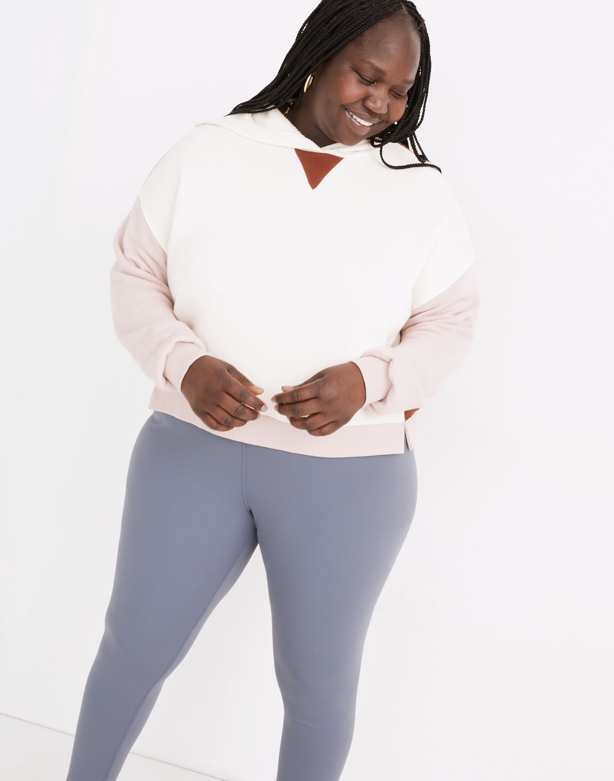 plus mwl airyterry cropped forward-seam hoodie sweatshirt