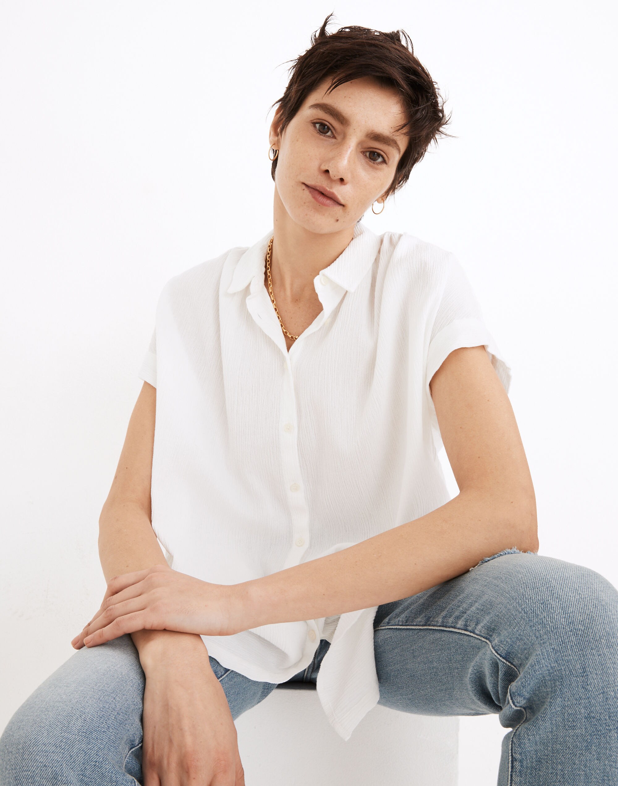 Crinkle Gauze Central Tunic Shirt