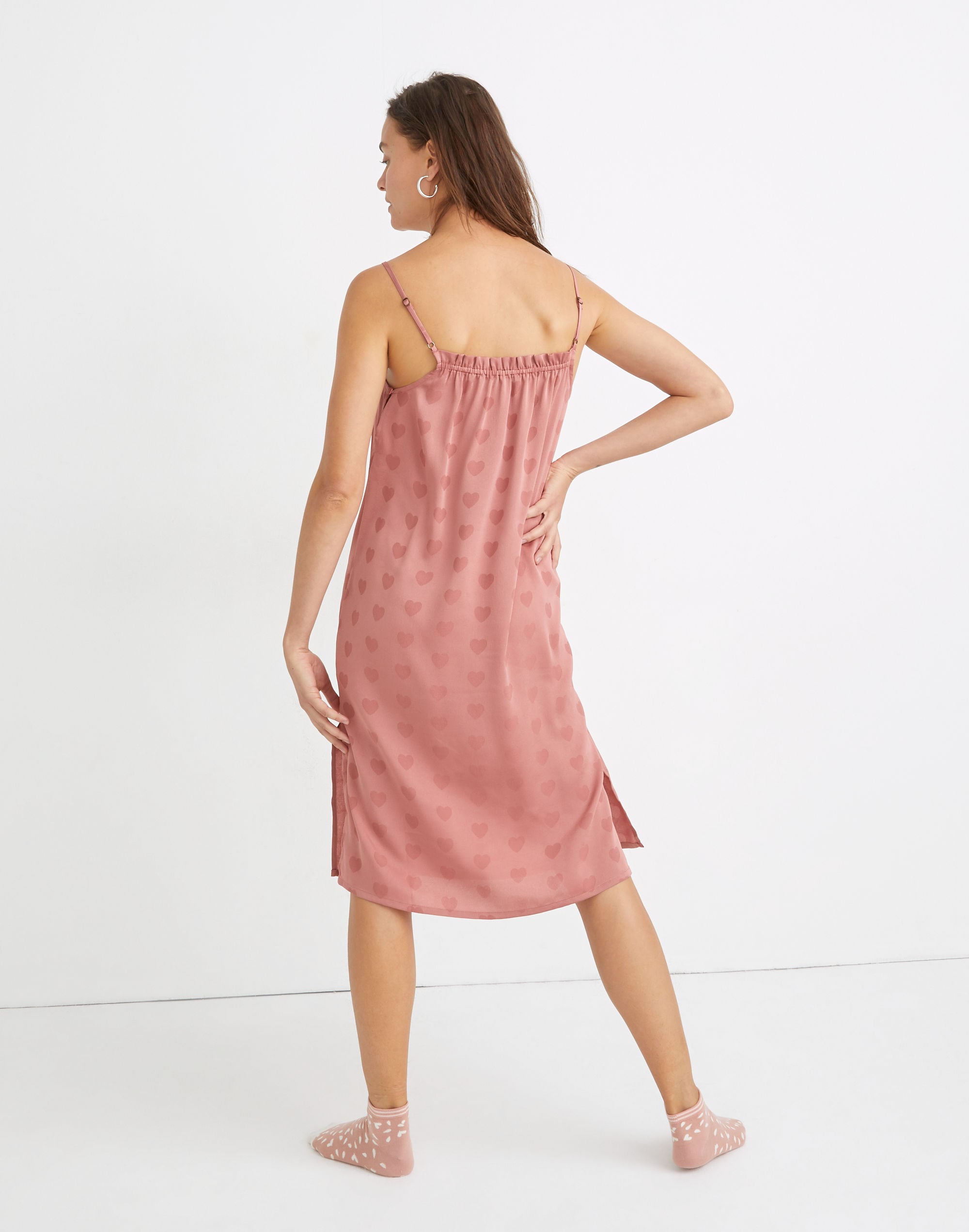 Heart Jacquard Side-Button Pajama Dress