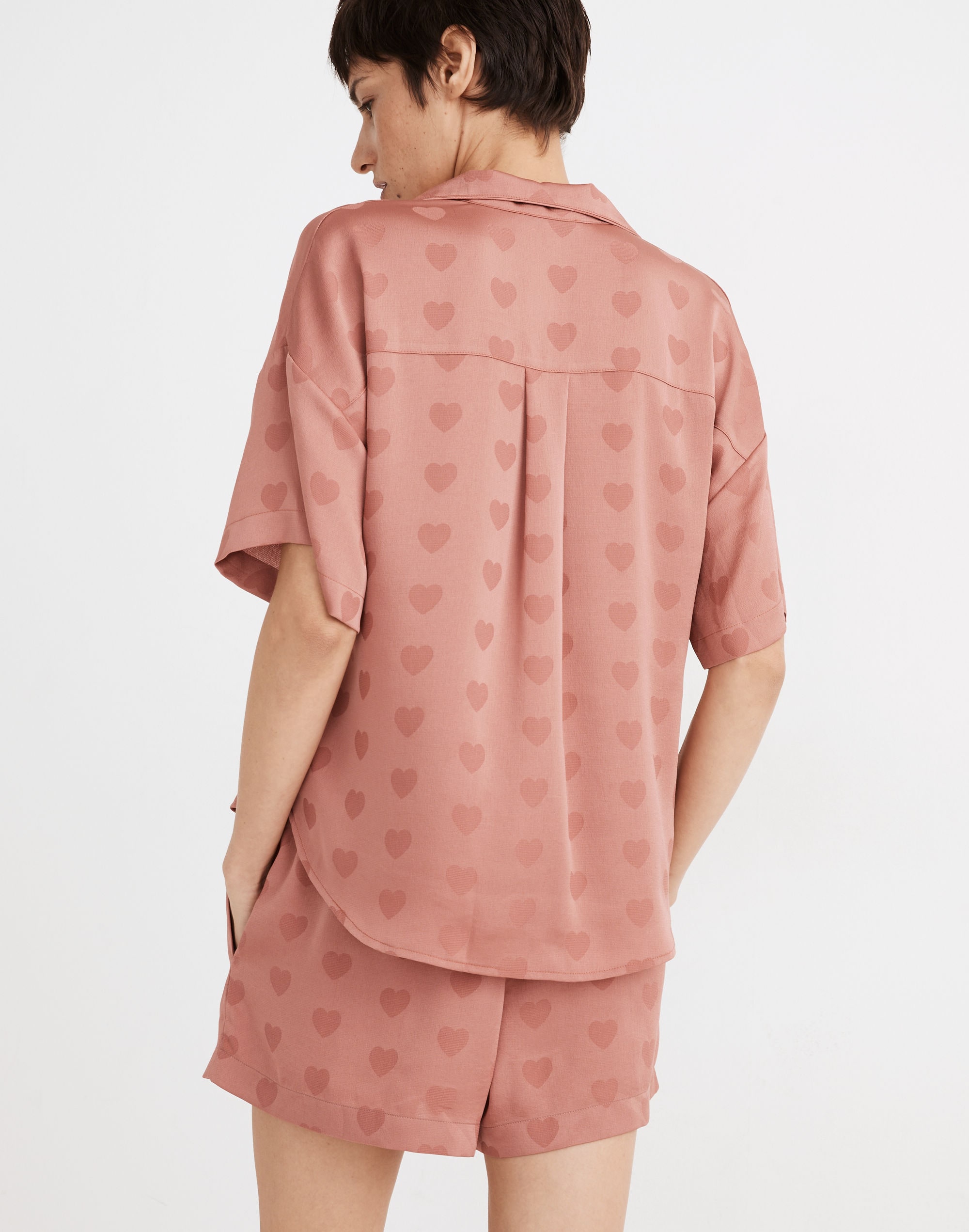 Heart Jacquard Oversized Pajama Shirt