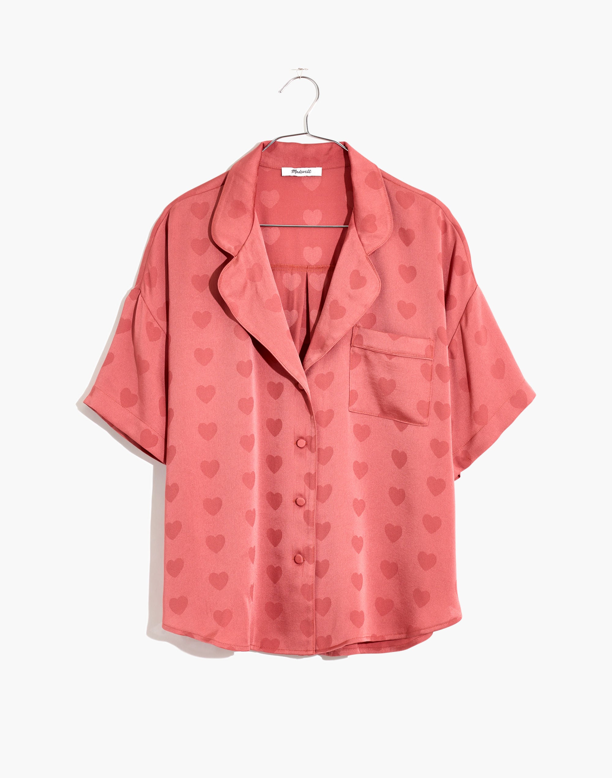 Heart Jacquard Oversized Pajama Shirt