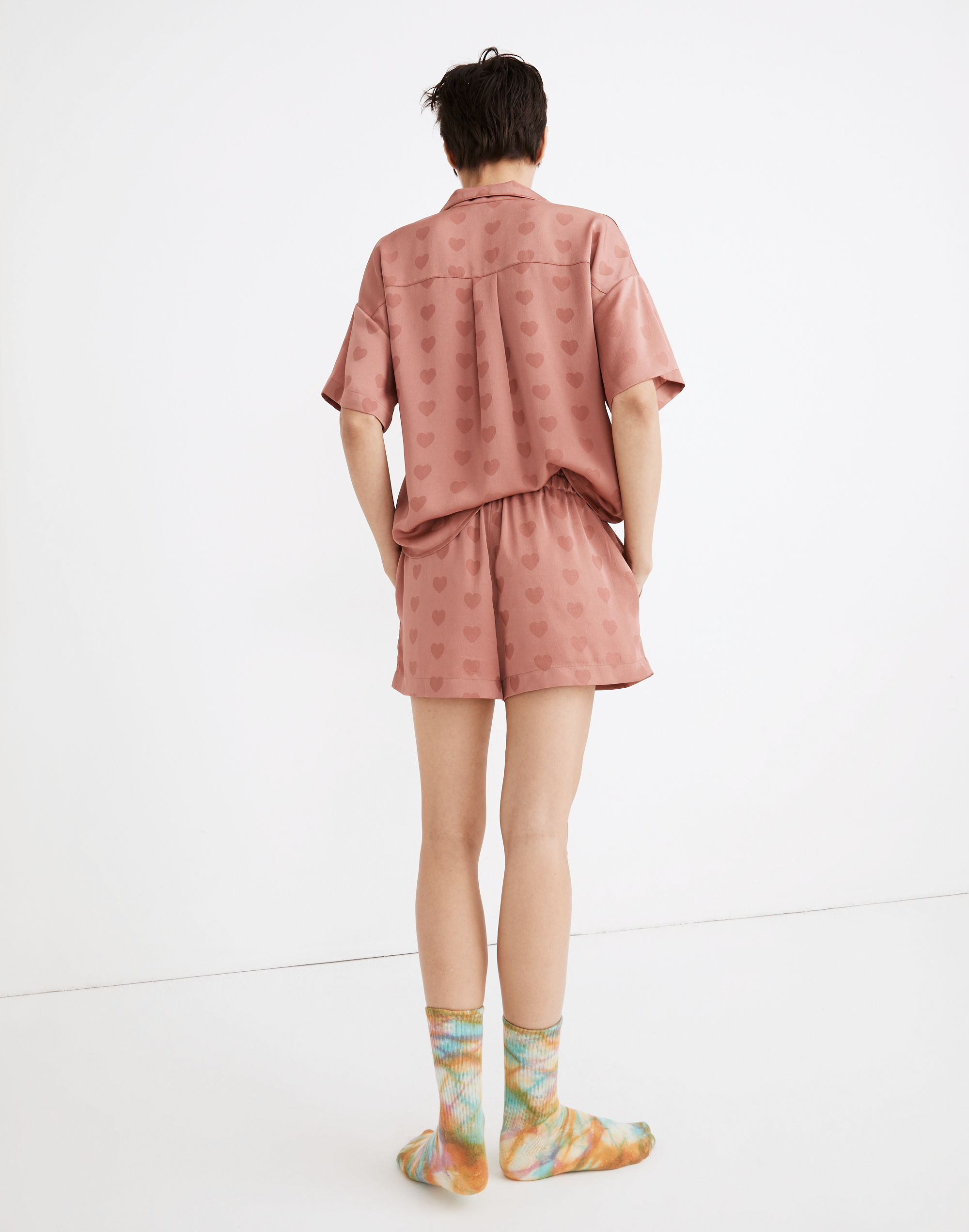 Heart Jacquard Oversized Pajama Shorts