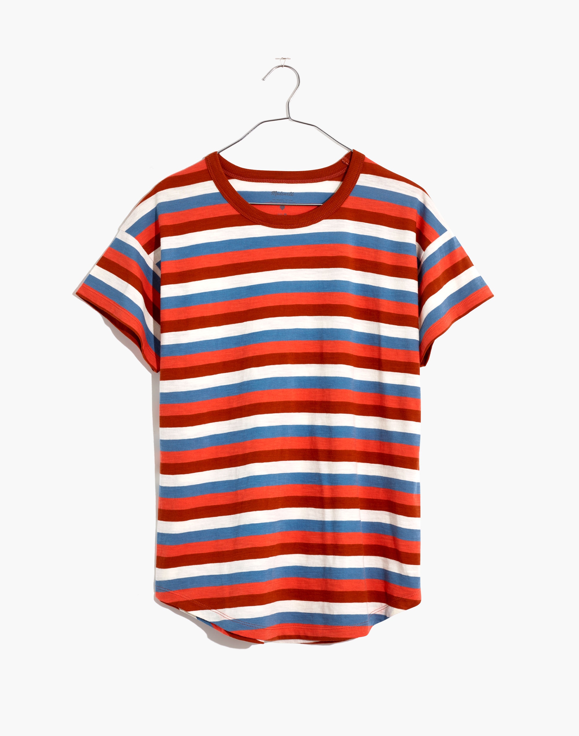 Whisper Cotton Rib-Crewneck Tee in Garner Stripe