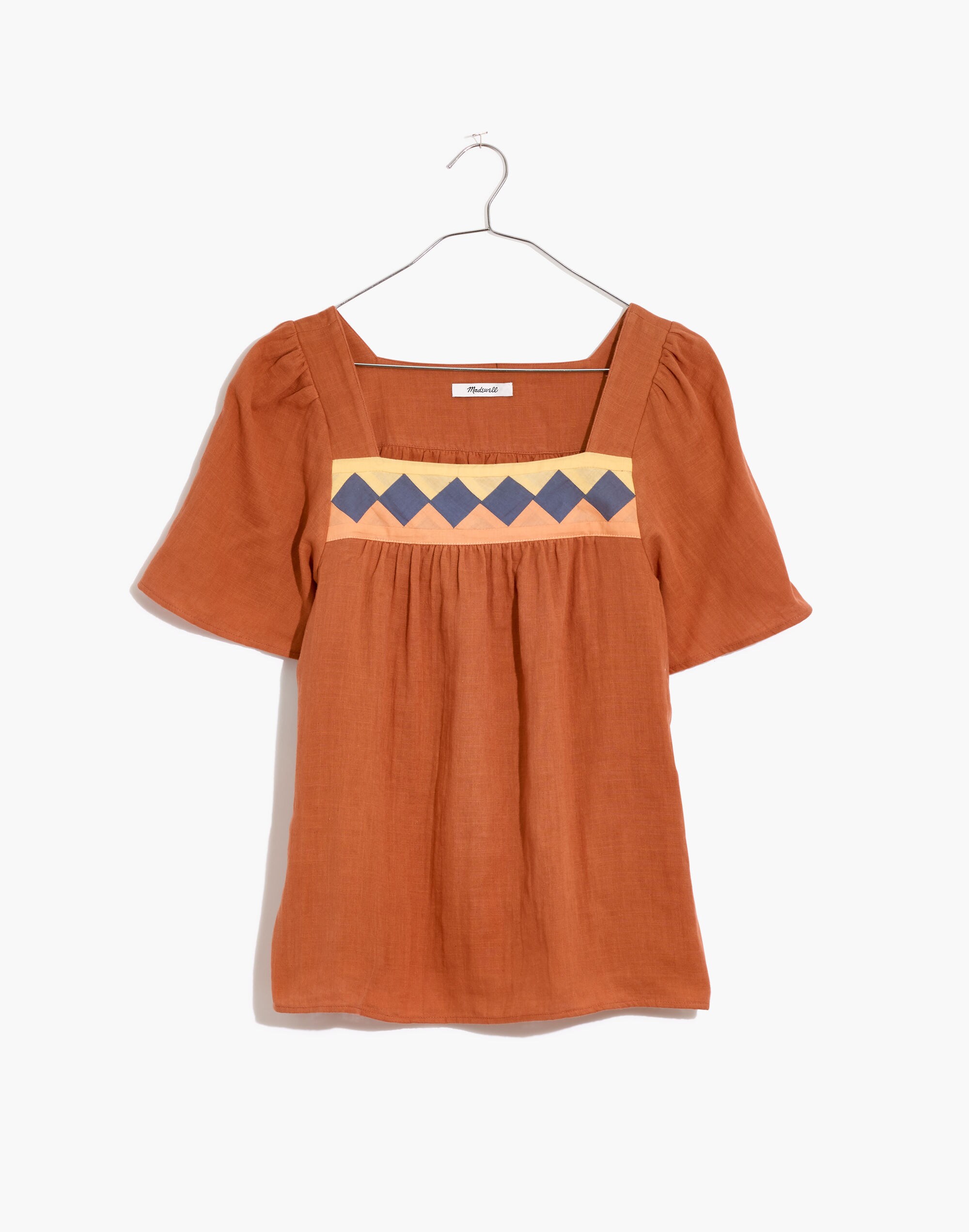 Plus Patchwork Square-Neck Top