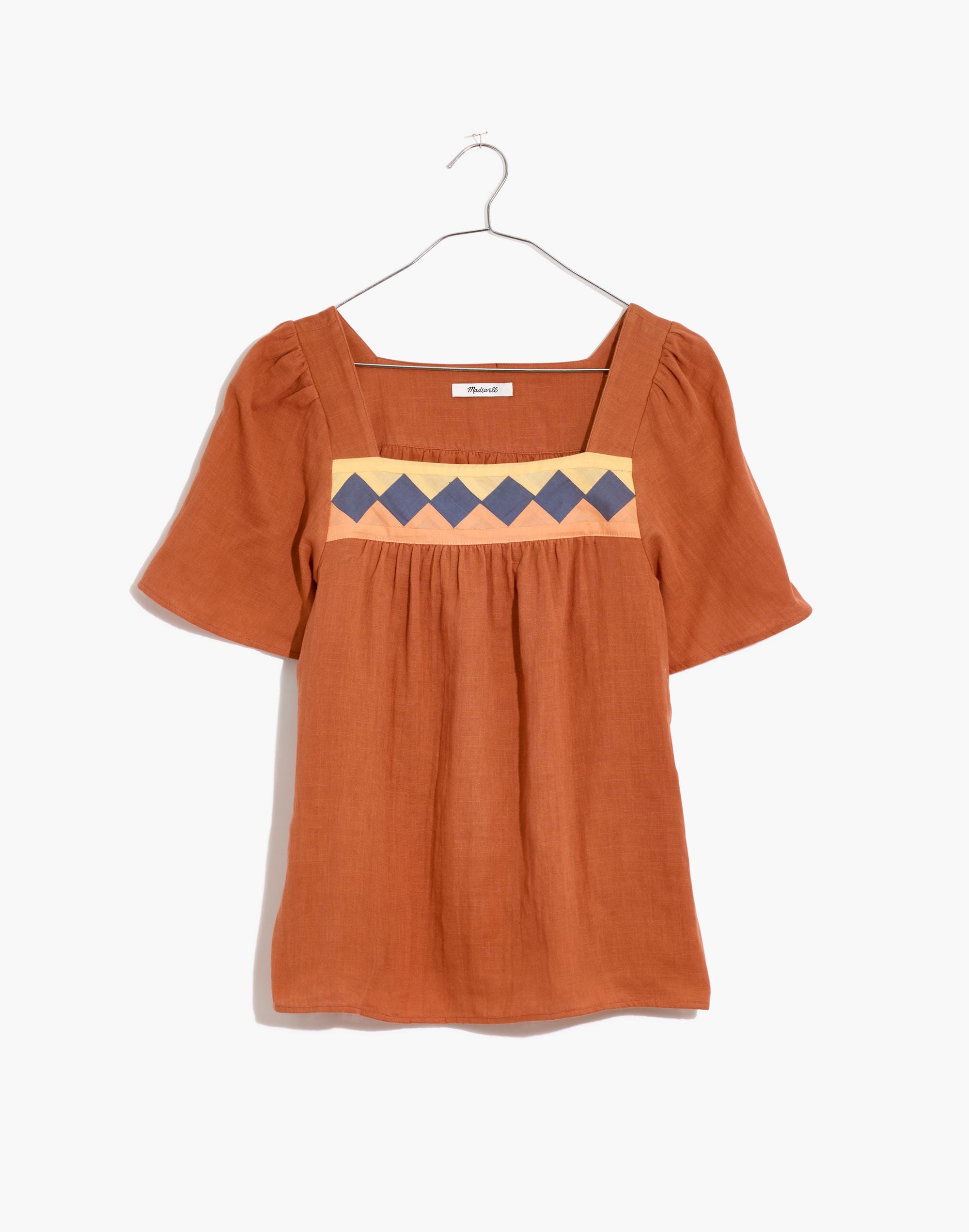 Plus Patchwork Square-Neck Top