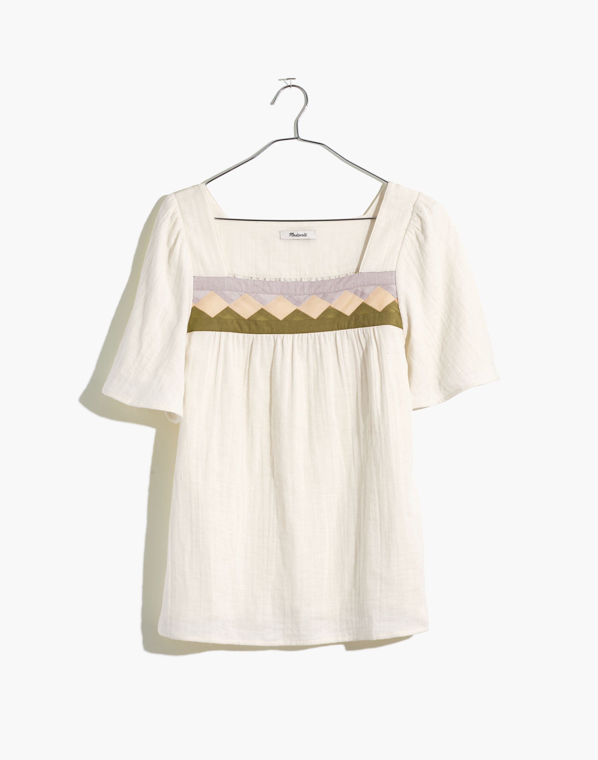 Plus Patchwork Square-Neck Top