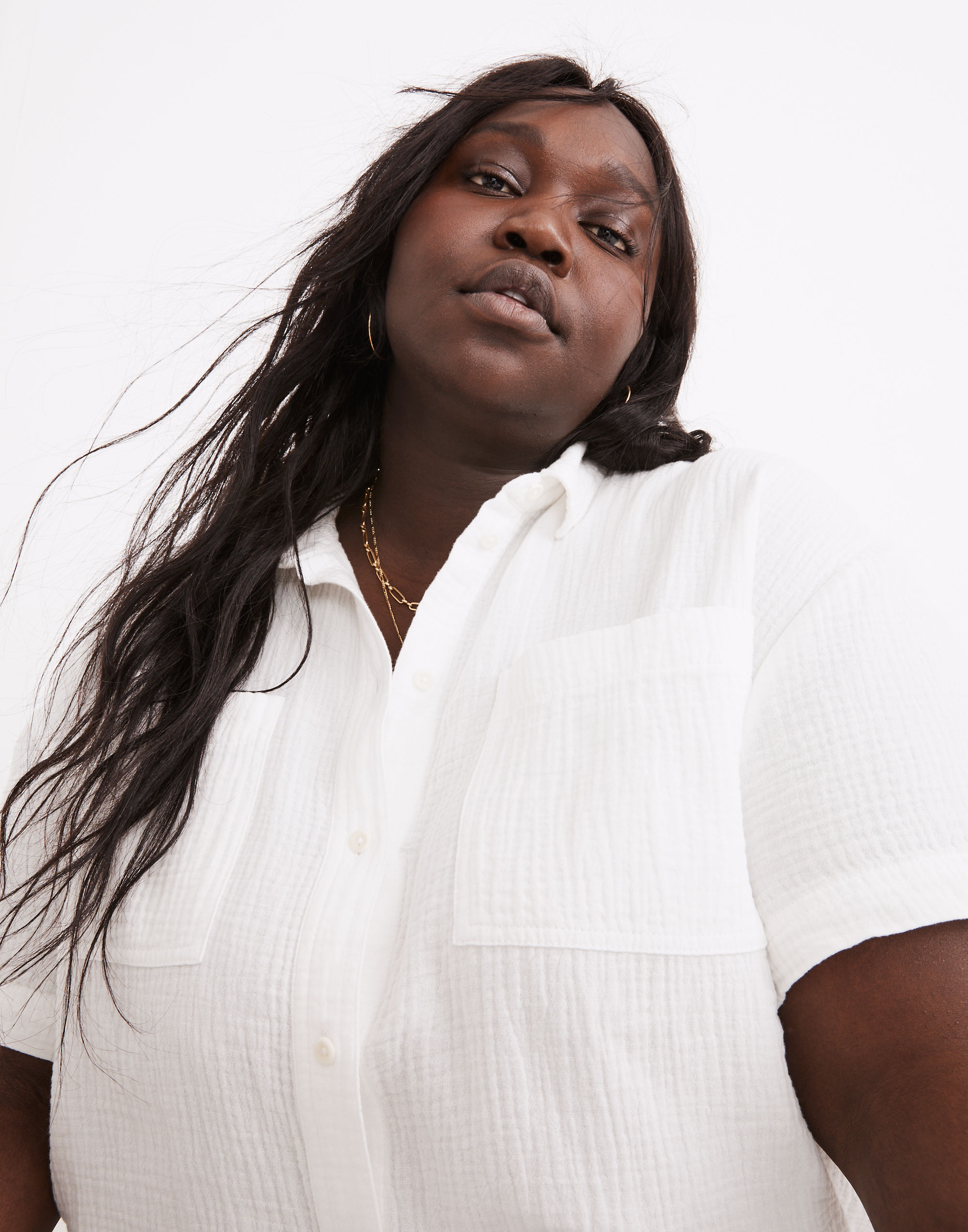 Plus Crinkle Gauze Central Tunic Shirt