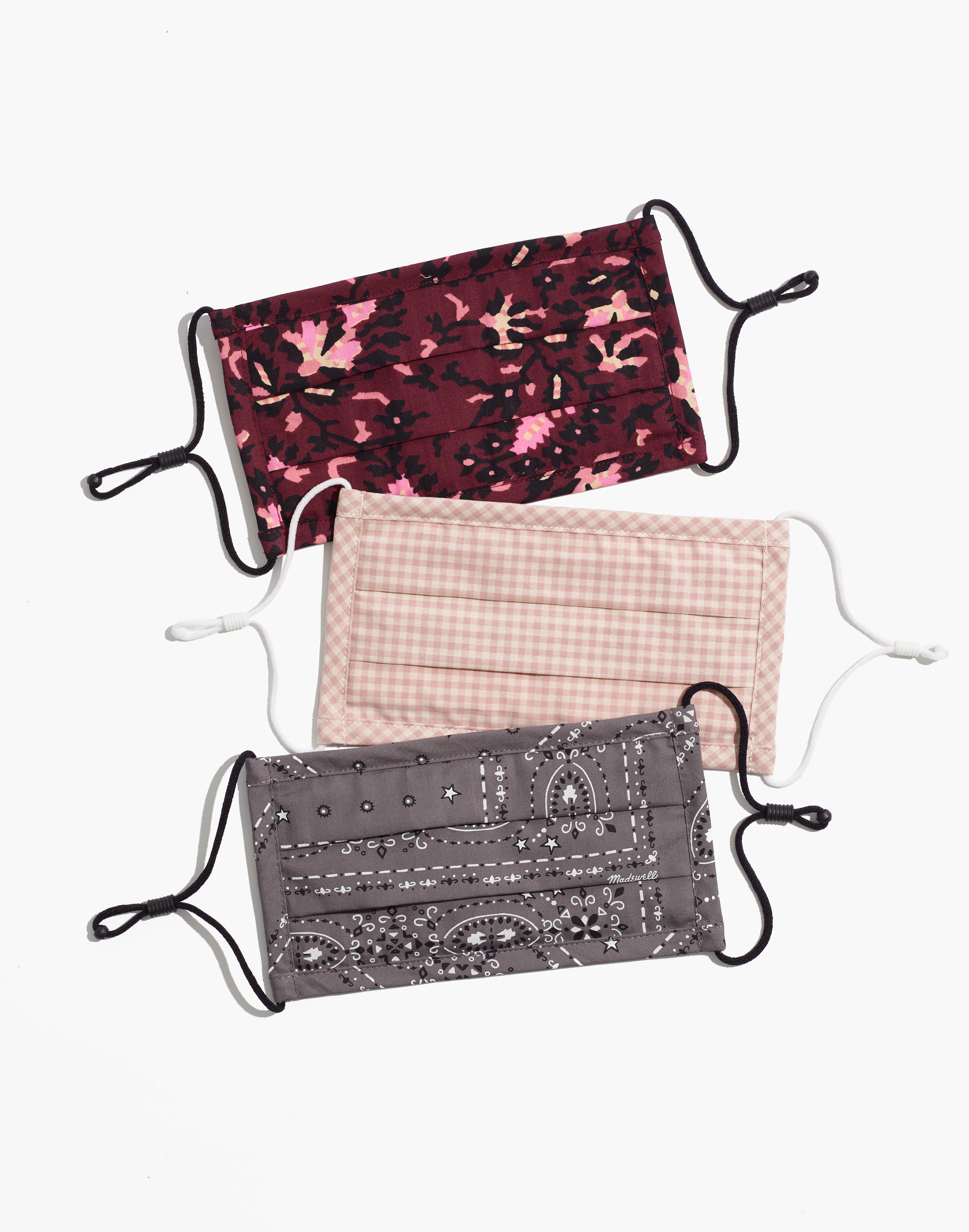 Three-Pack Pleated Adjustable Face Masks