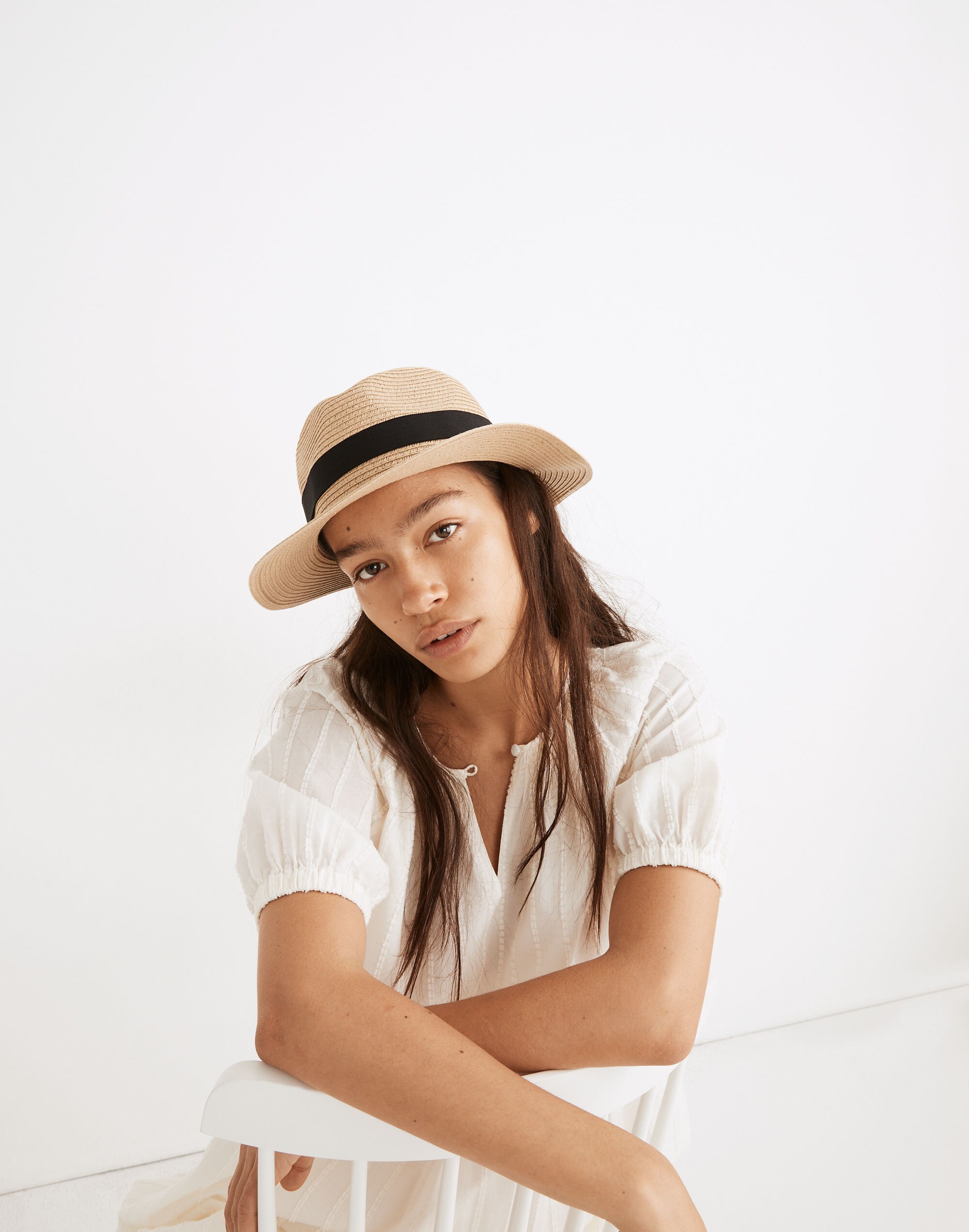 packable straw fedora hat