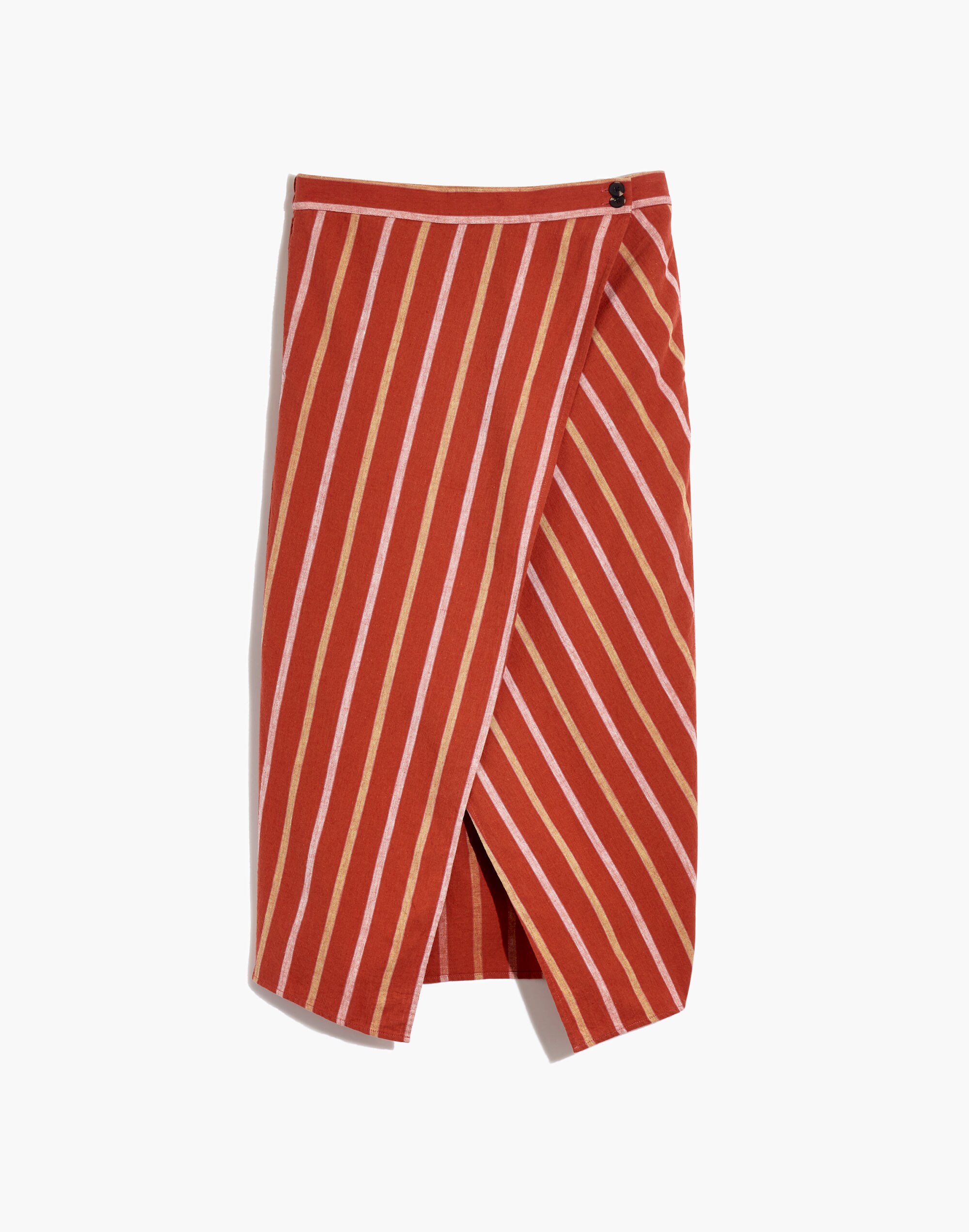 Linen-Cotton Overlay Skirt in Stripe