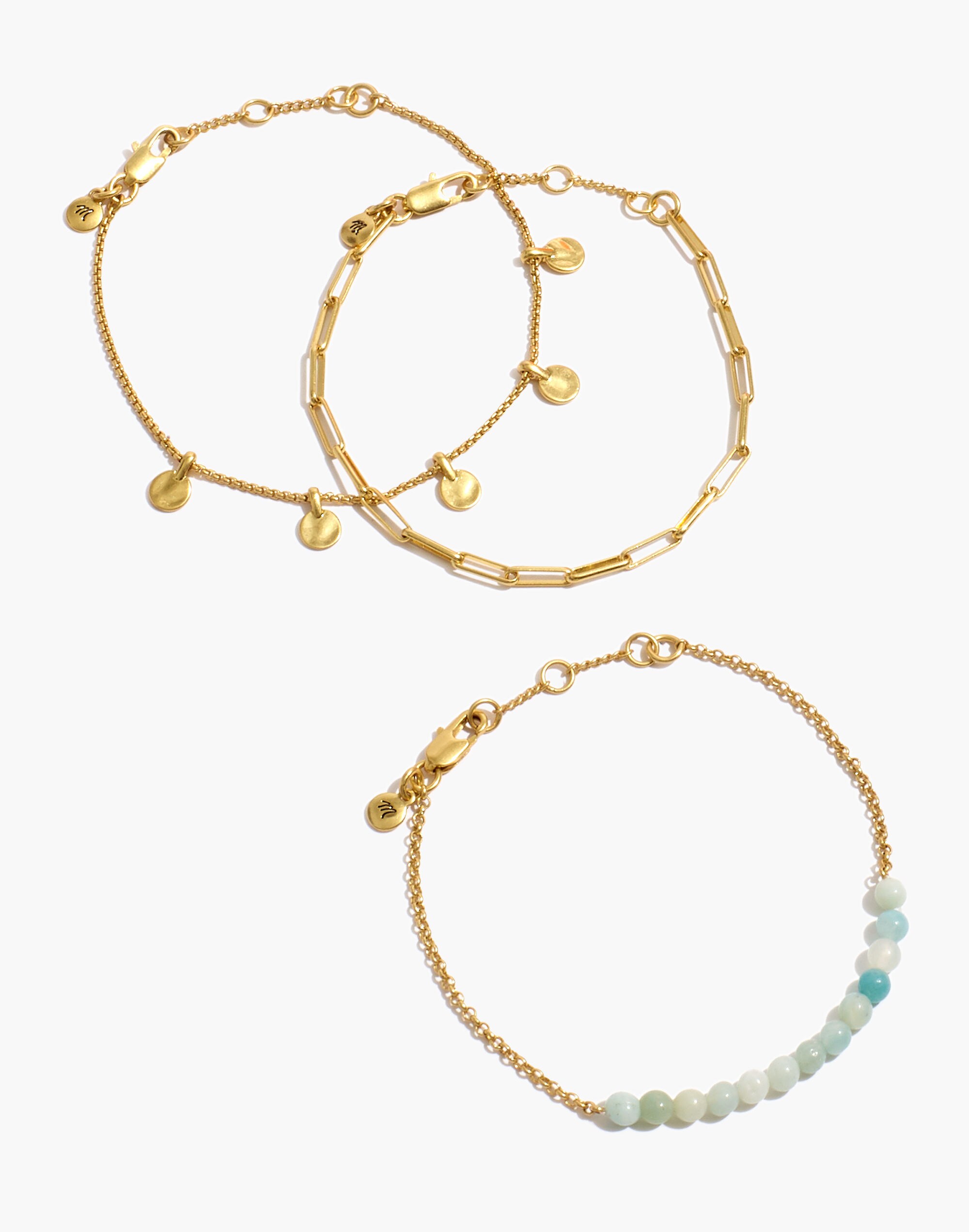 Three-Pack Amazonite Beaded Chain Bracelet Set