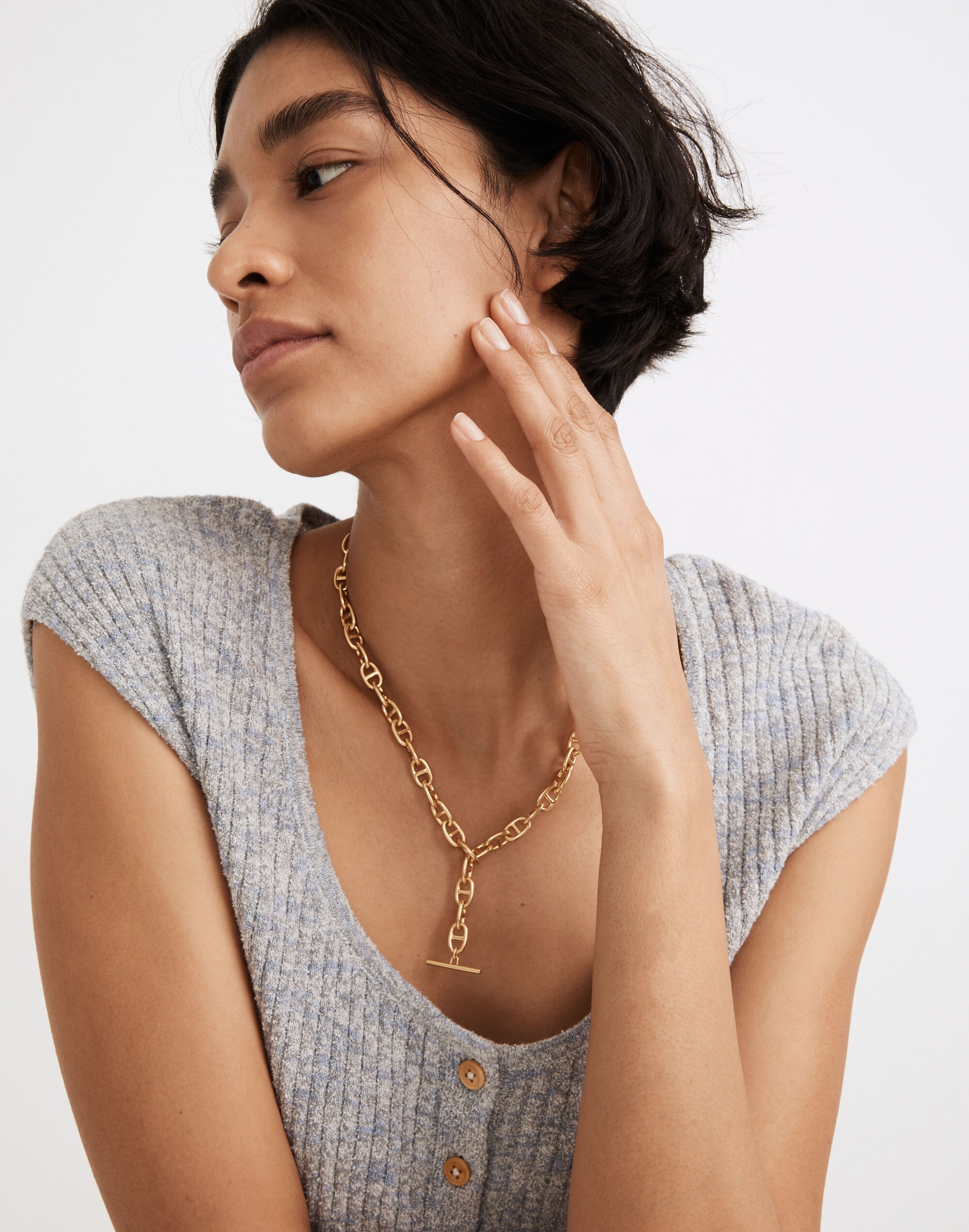 Chunky Chain Lariat Necklace