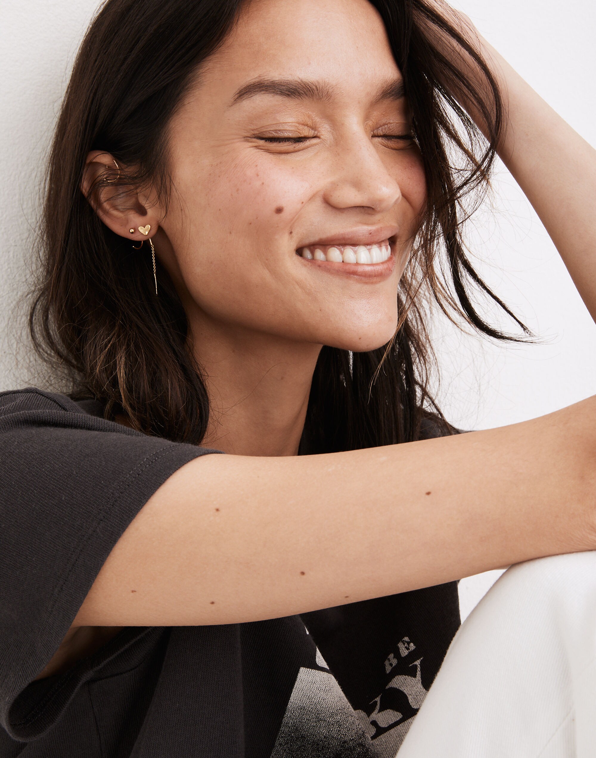 Threader Heart Earrings