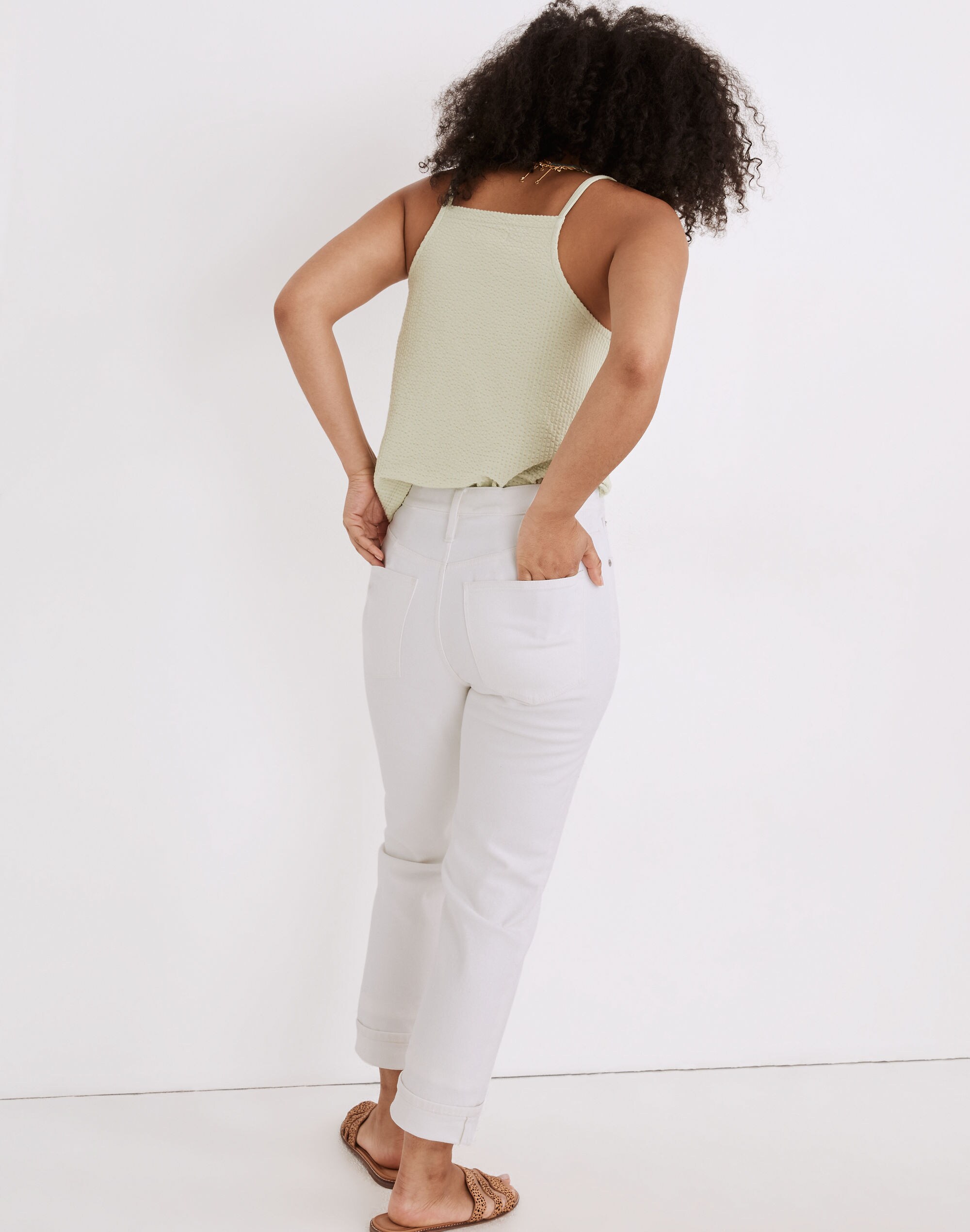 The High-Rise Slim Boyjean in Tile White