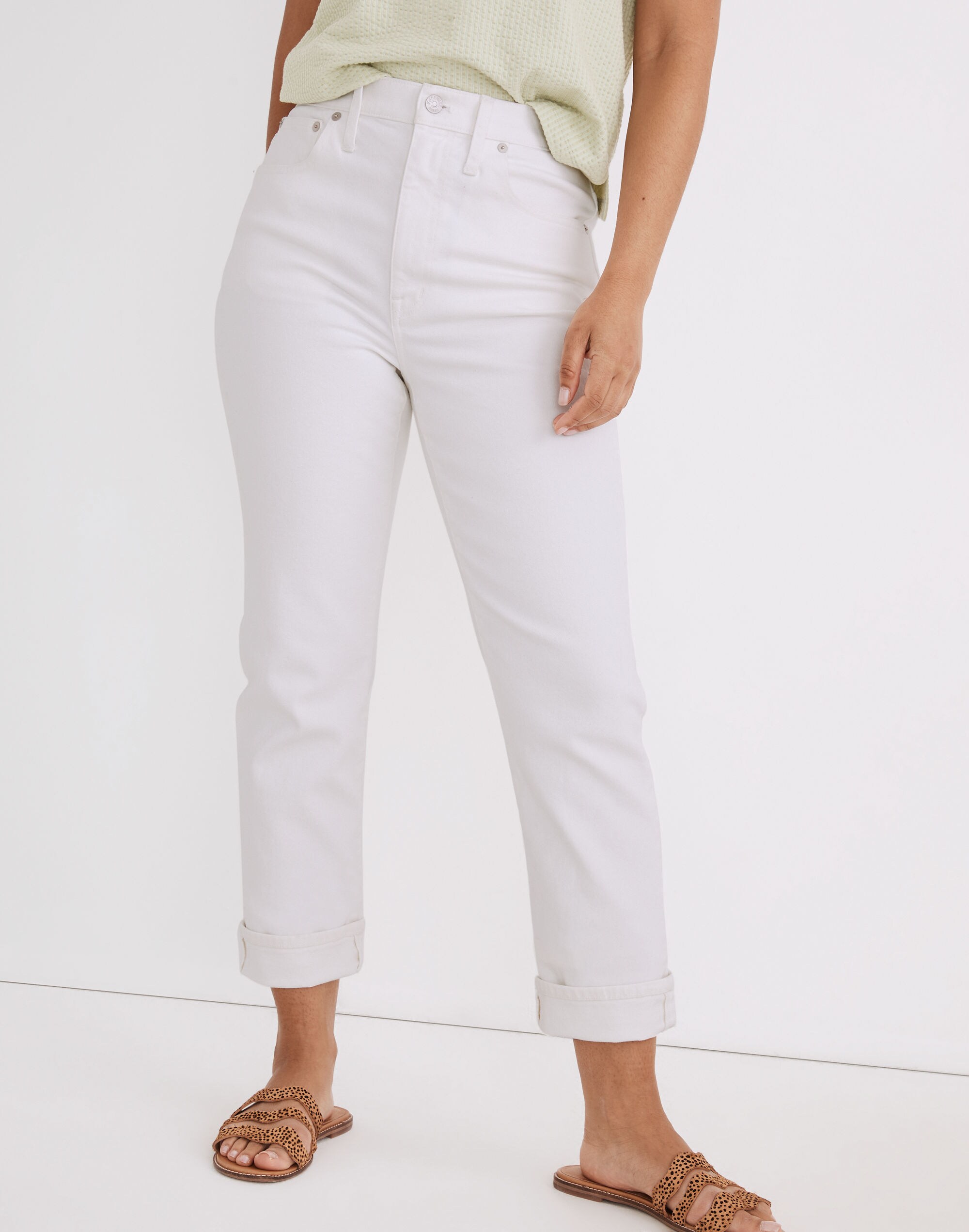 The High-Rise Slim Boyjean in Tile White