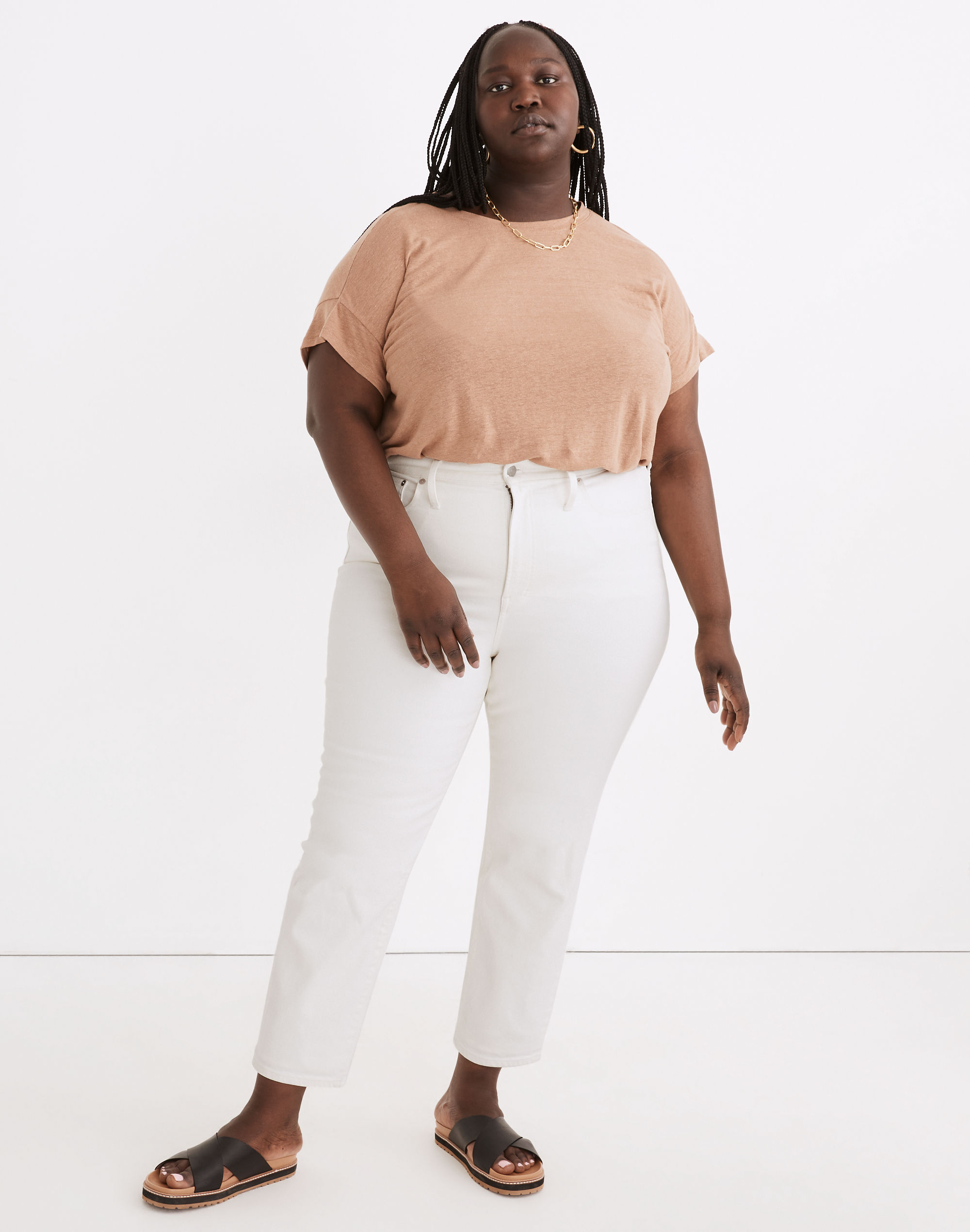The Plus High-Rise Slim Boyjean in Tile White